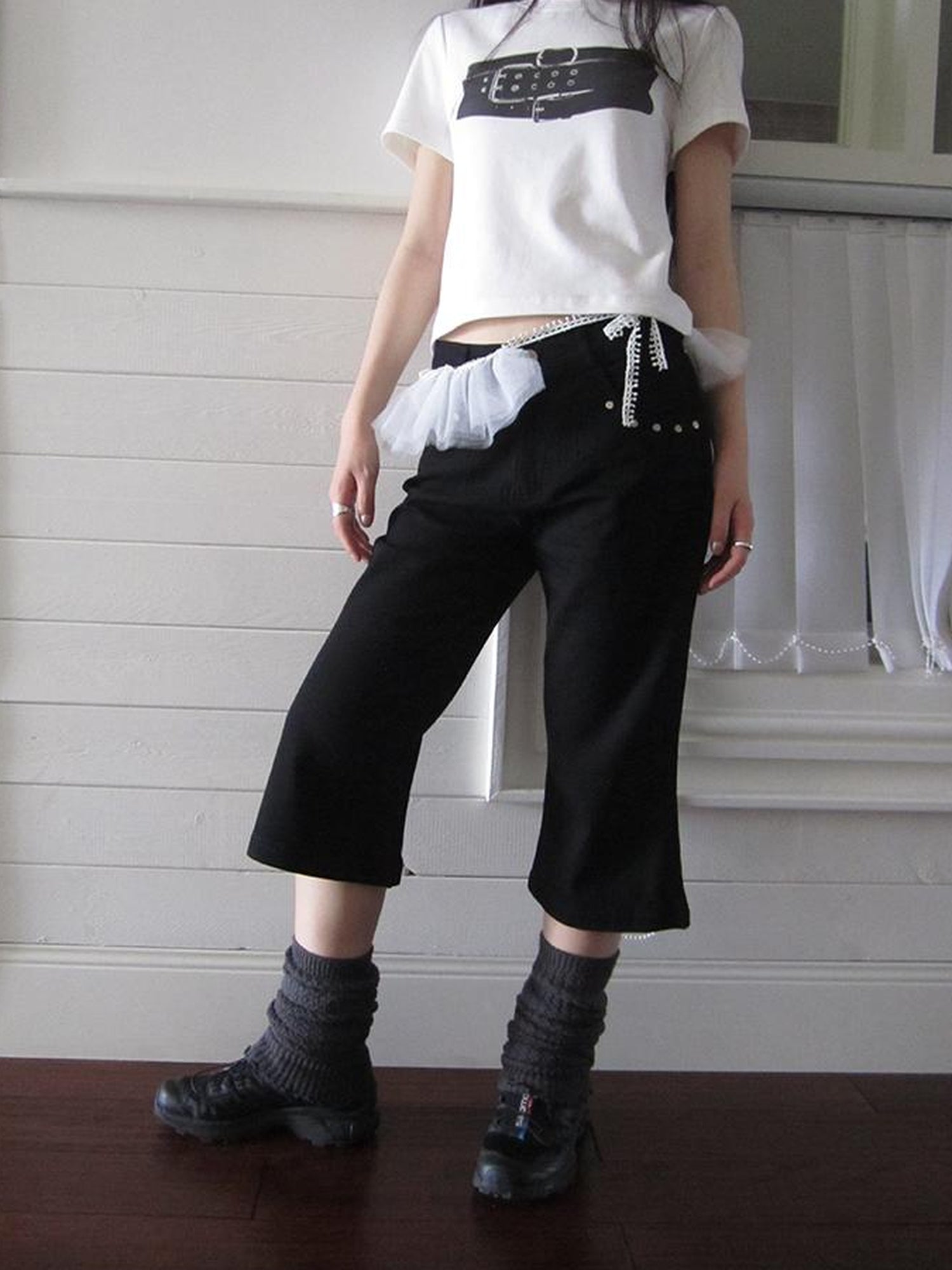 ang project Vintage Rivet Slimming Cropped Flared Pants