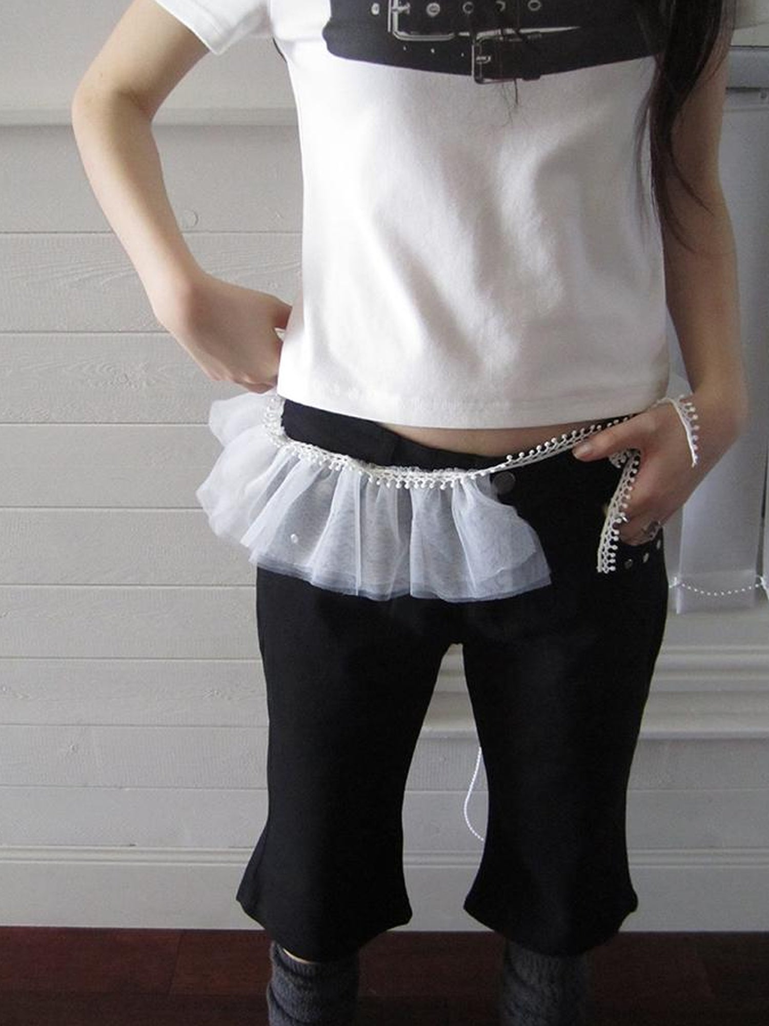 ang project Vintage Rivet Slimming Cropped Flared Pants