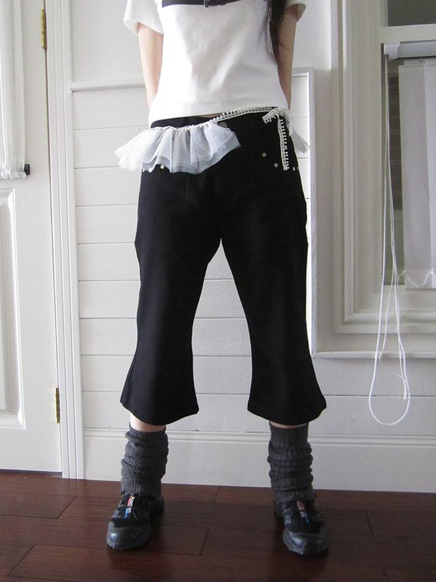 ang project Vintage Rivet Slimming Cropped Flared Pants