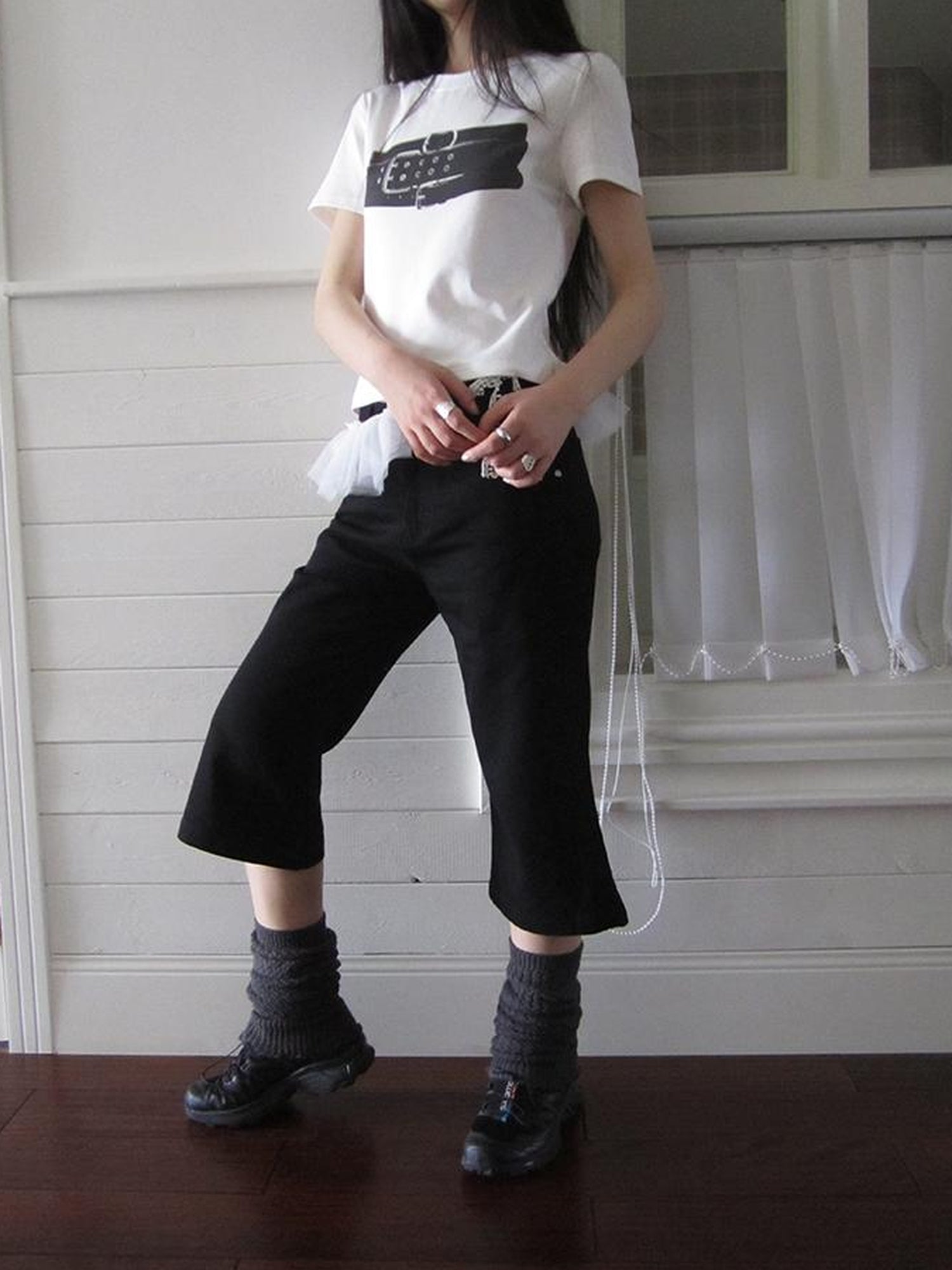 ang project Vintage Rivet Slimming Cropped Flared Pants