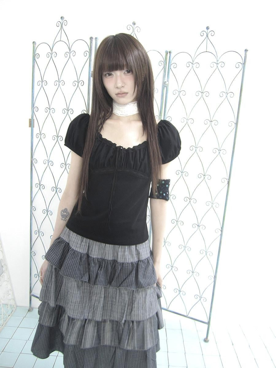 ang project Vintage Ruched Drawstring Tie Panelled Puff Women&