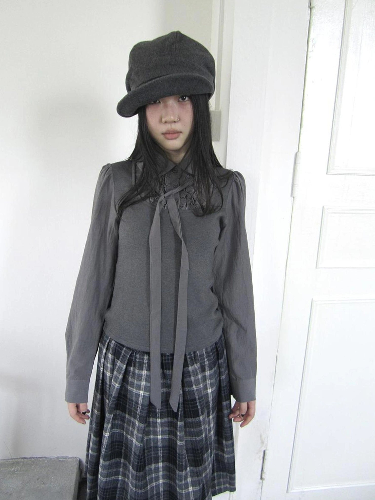 ang project Vintage Ruffled Lace Up Vest Blouse Shirts