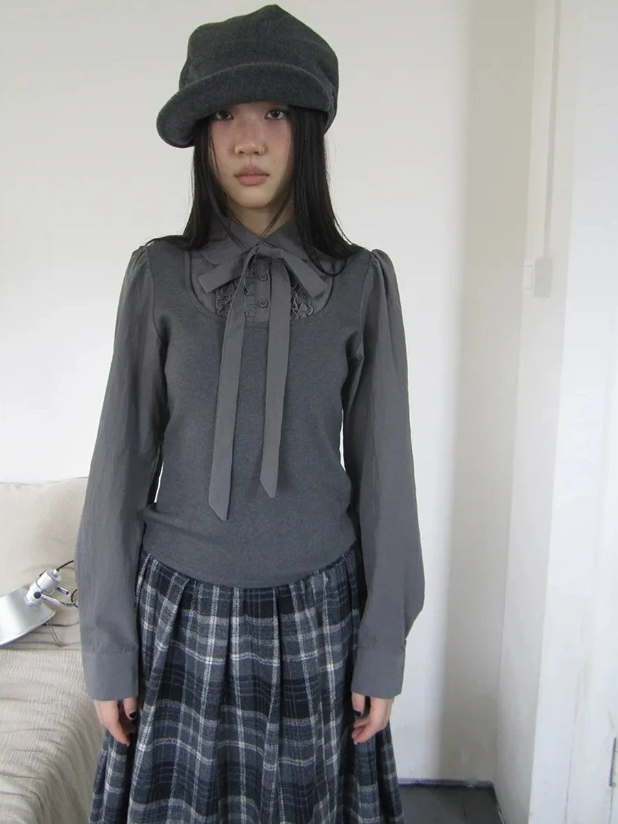 ang project Vintage Ruffled Lace Up Vest Blouse Shirts