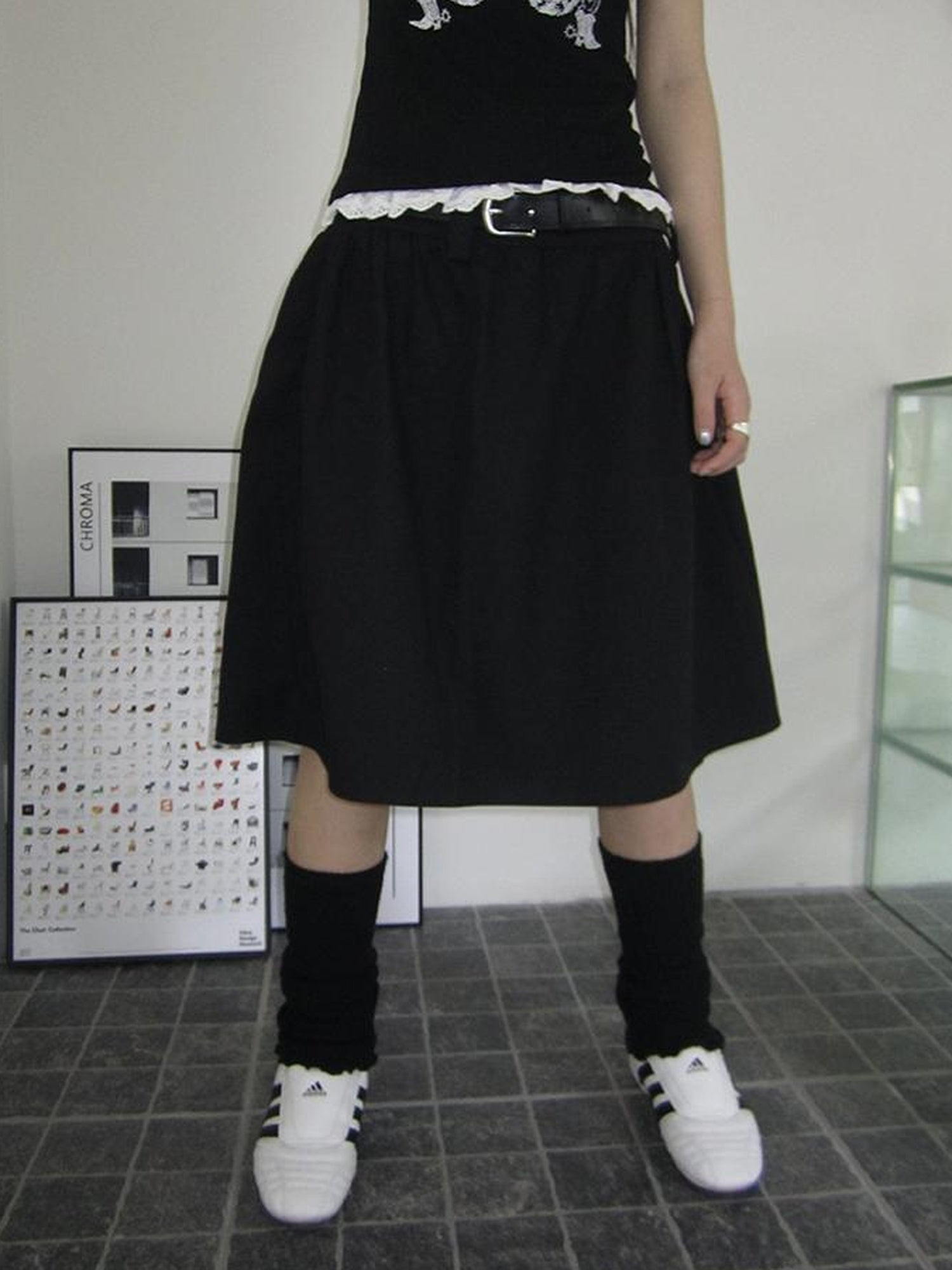 Vintage Solid A Line Skirt with Belt