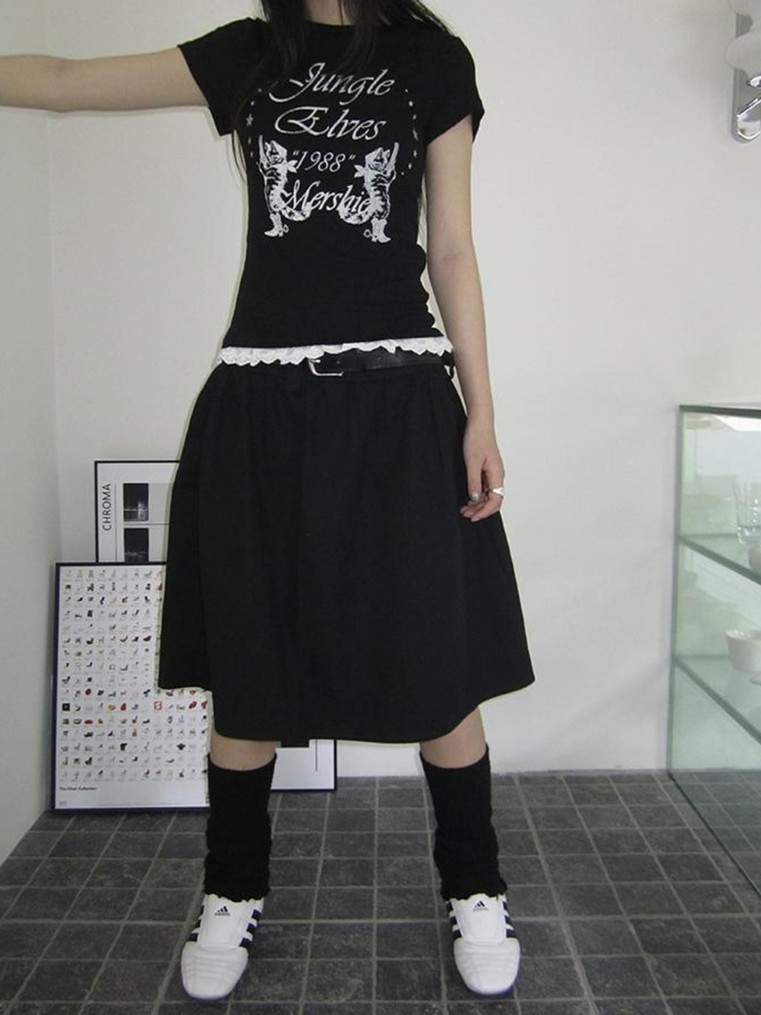 Vintage Solid A Line Skirt with Belt