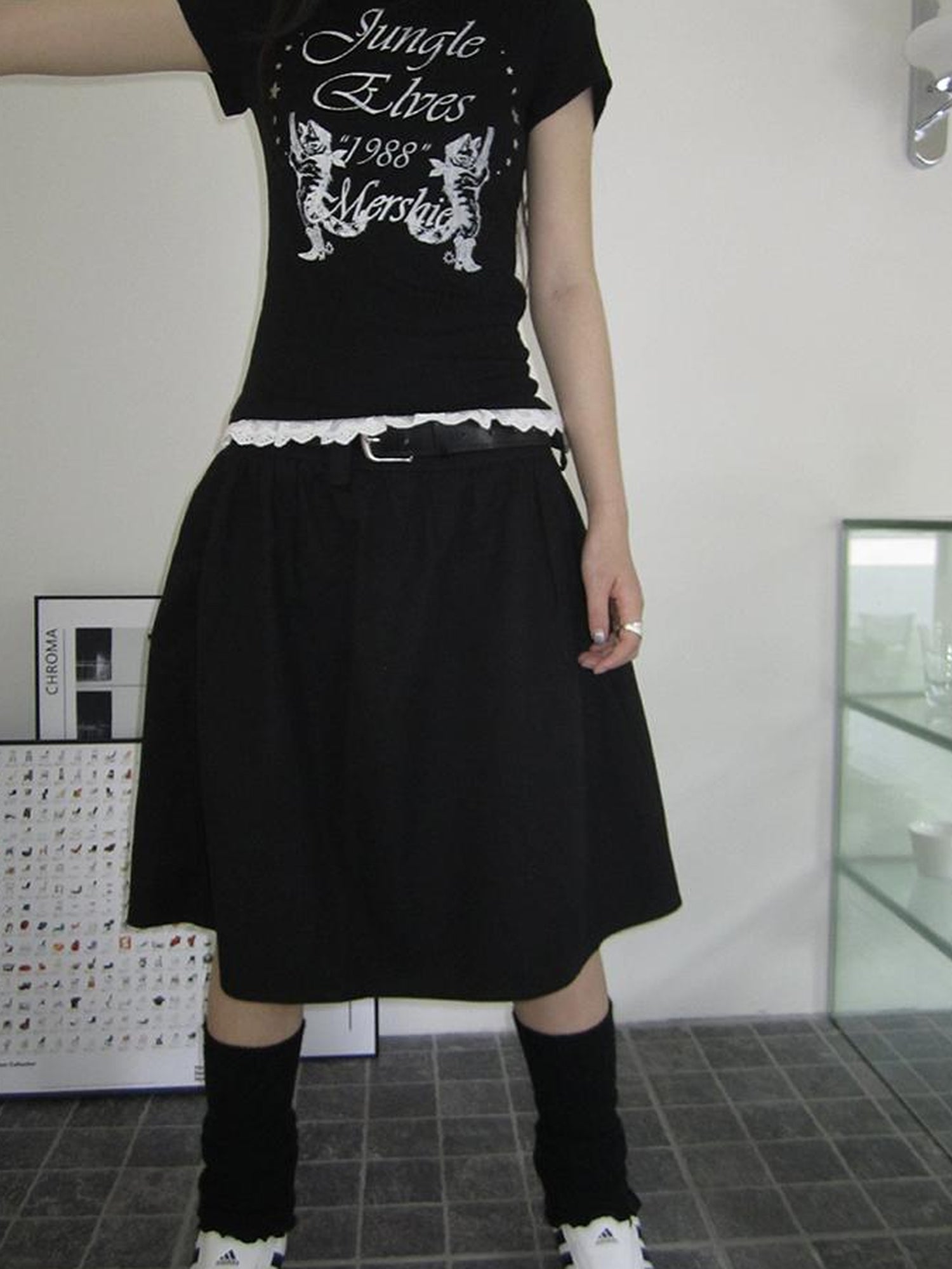Vintage Solid A Line Skirt with Belt