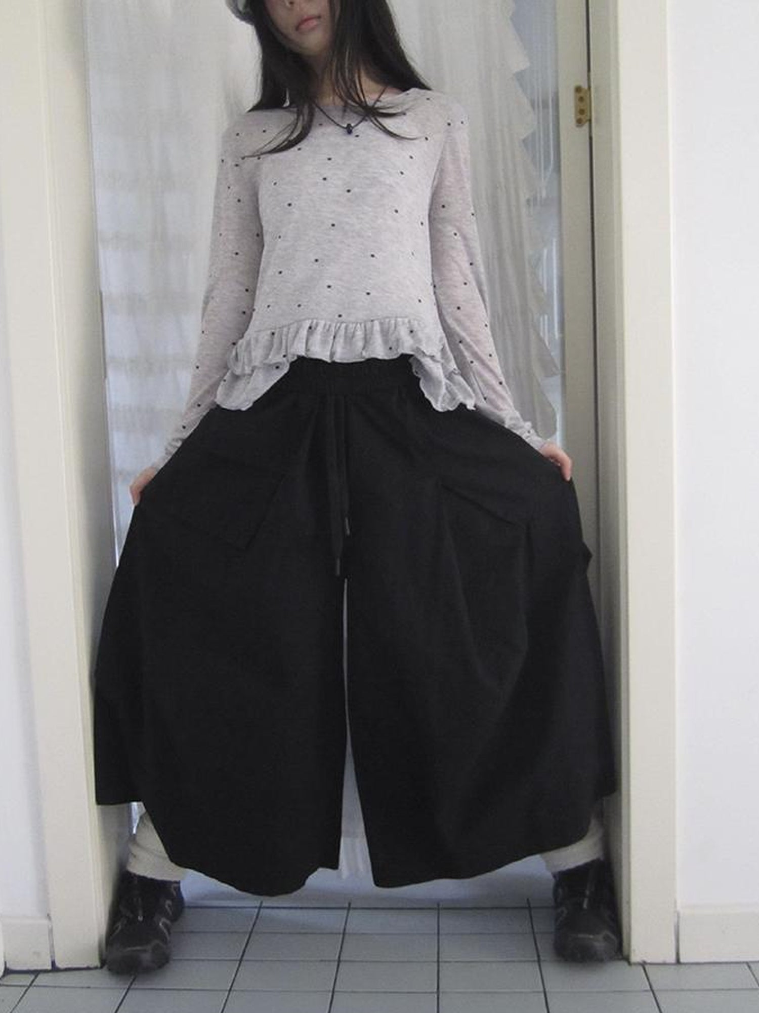 ang project Vintage Solid Multi Pleat Pocket Cargo Pants With Elastic Waist