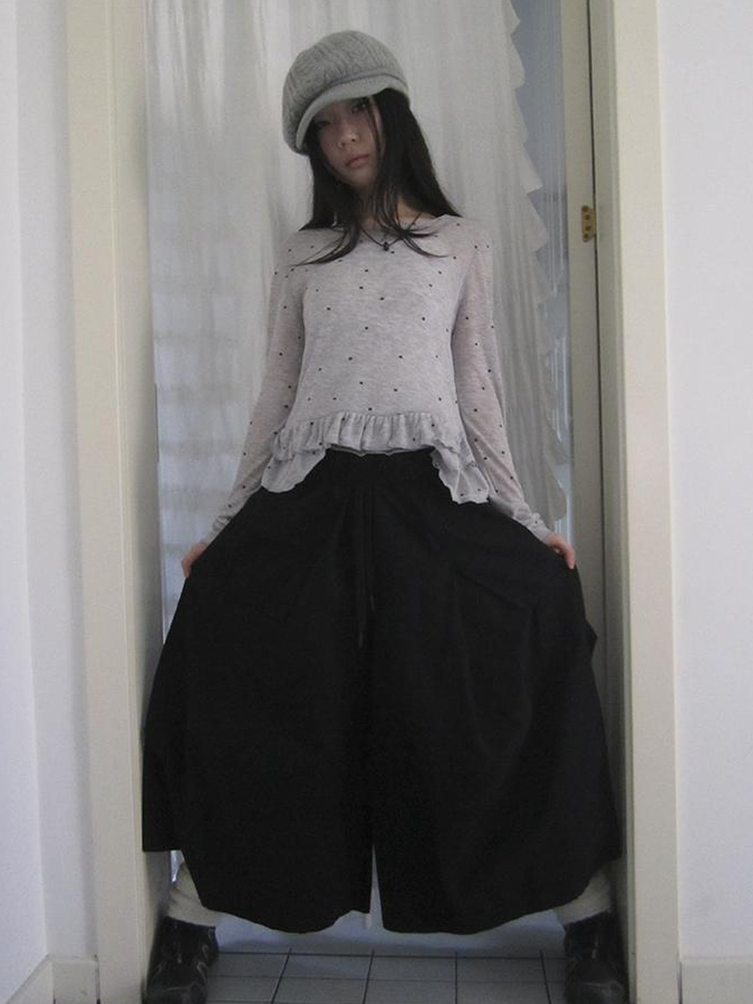 ang project Vintage Solid Multi Pleat Pocket Cargo Pants With Elastic Waist