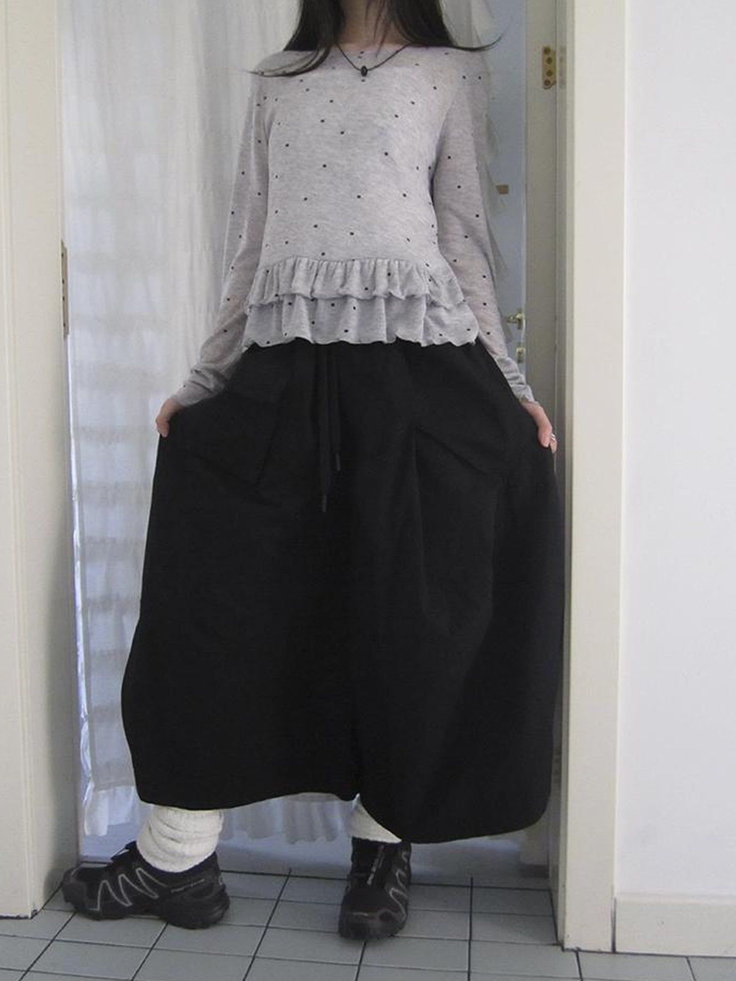 ang project Vintage Solid Multi Pleat Pocket Cargo Pants With Elastic Waist