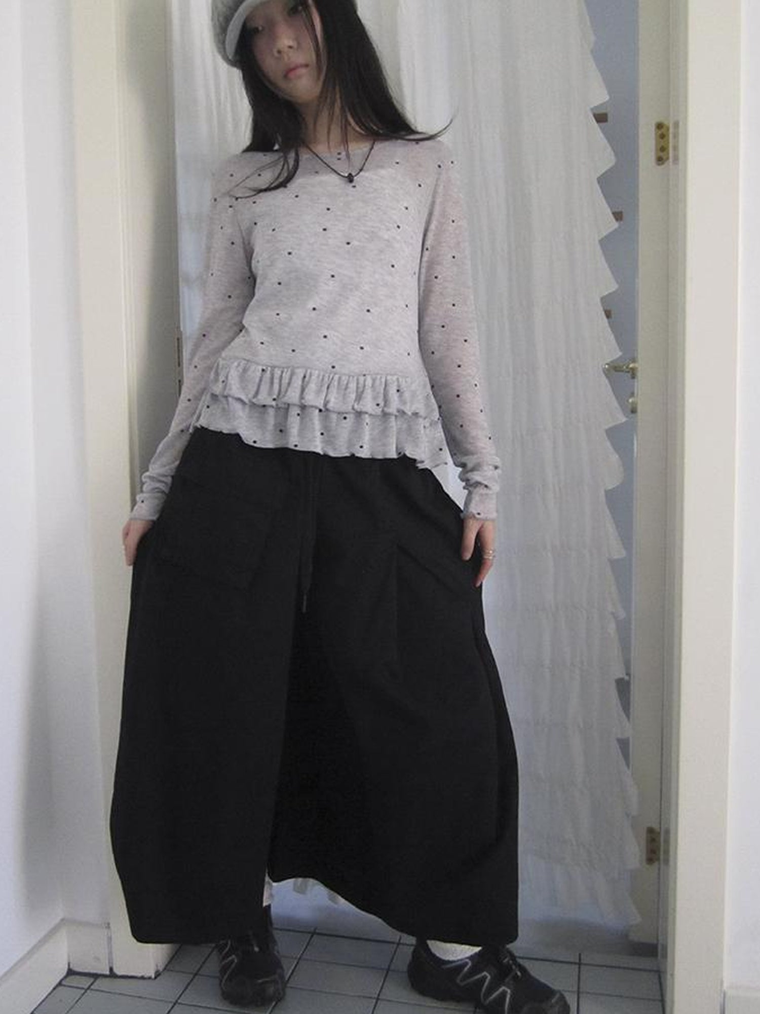 ang project Vintage Solid Multi Pleat Pocket Cargo Pants With Elastic Waist