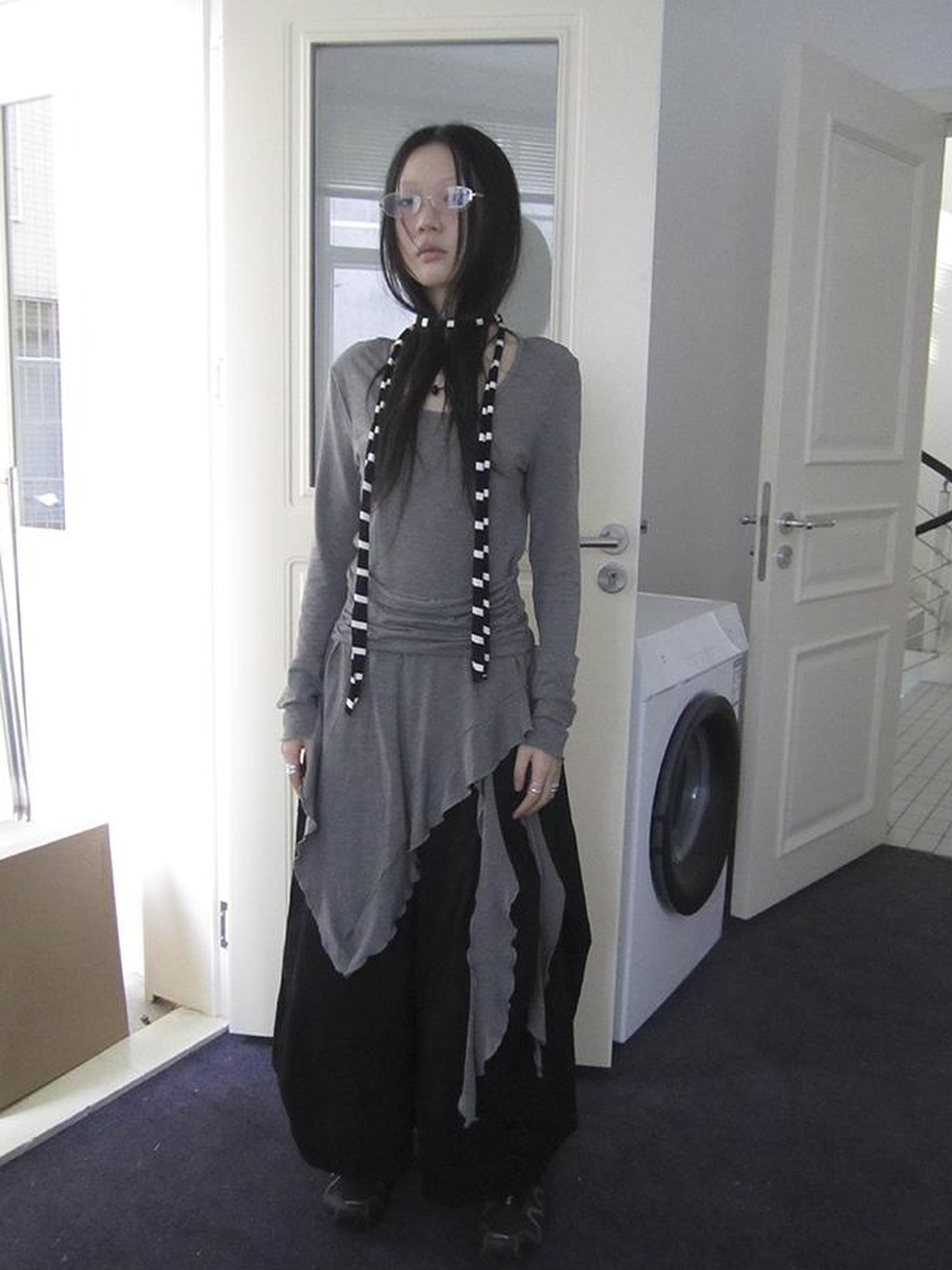 ang project Vintage Solid Multi Pleat Pocket Cargo Pants With Elastic Waist