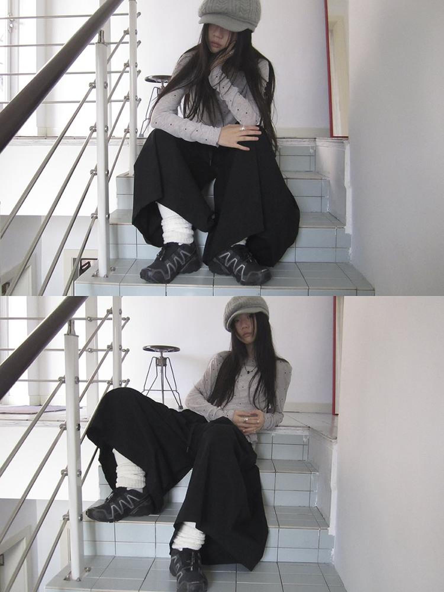 ang project Vintage Solid Multi Pleat Pocket Cargo Pants With Elastic Waist