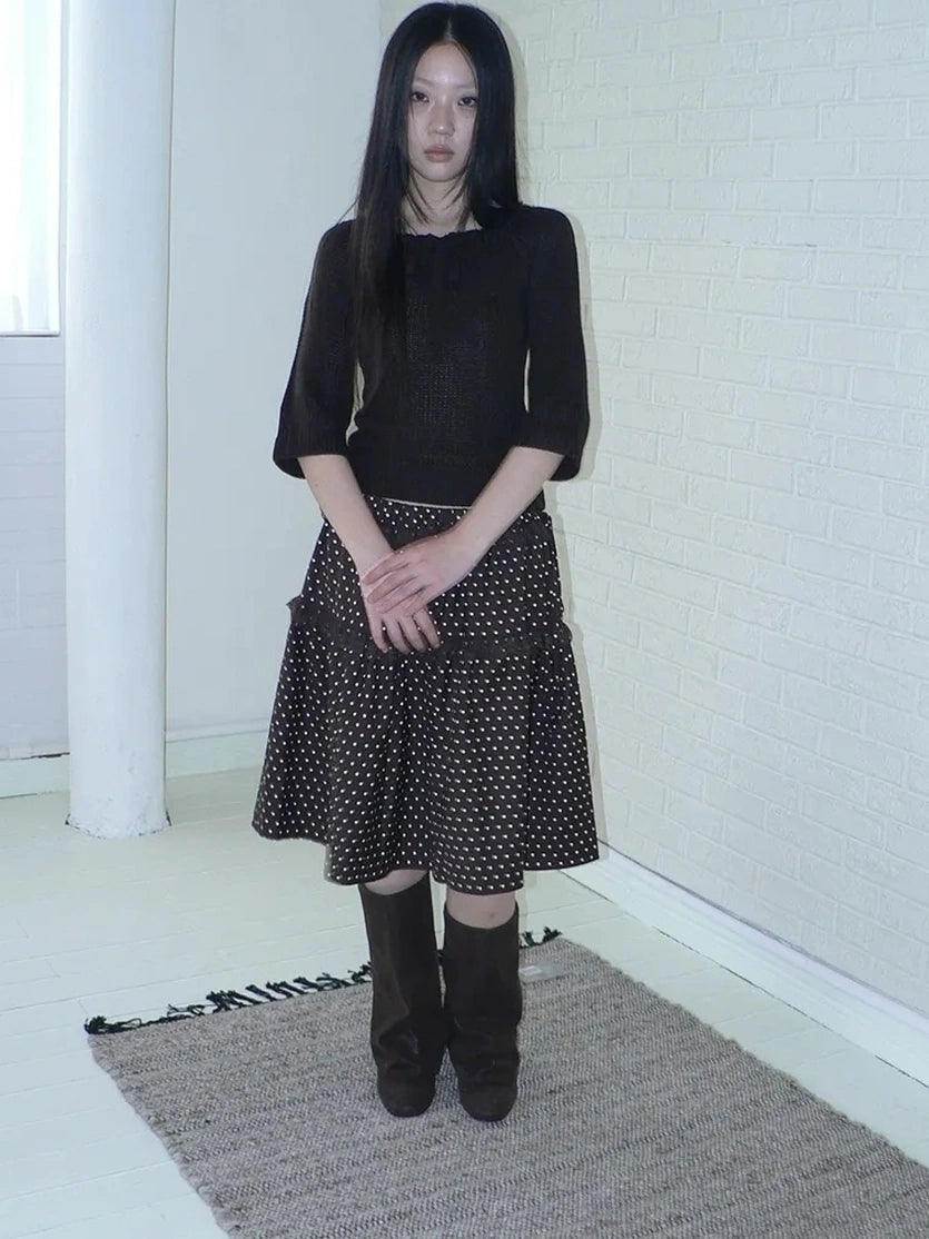 ang project Vintage Square Neckline Slim Fit Knit Sweater Cardigan