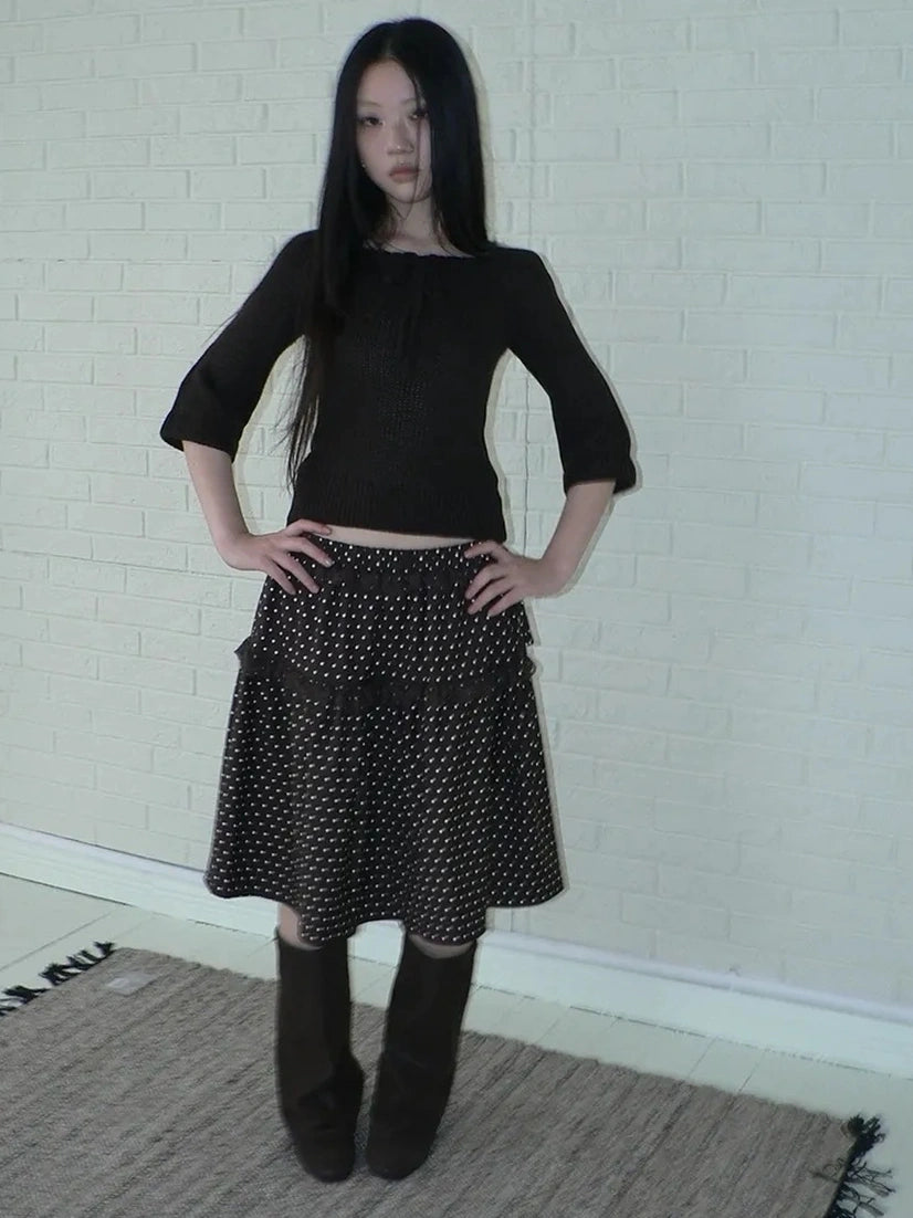 ang project Vintage Square Neckline Slim Fit Knit Sweater Cardigan