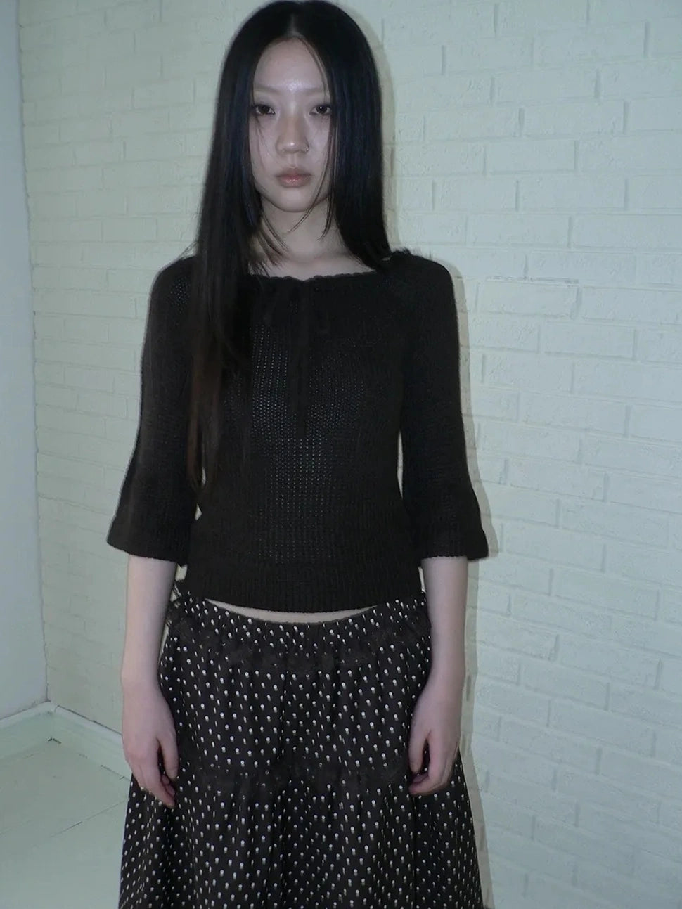 ang project Vintage Square Neckline Slim Fit Knit Sweater Cardigan