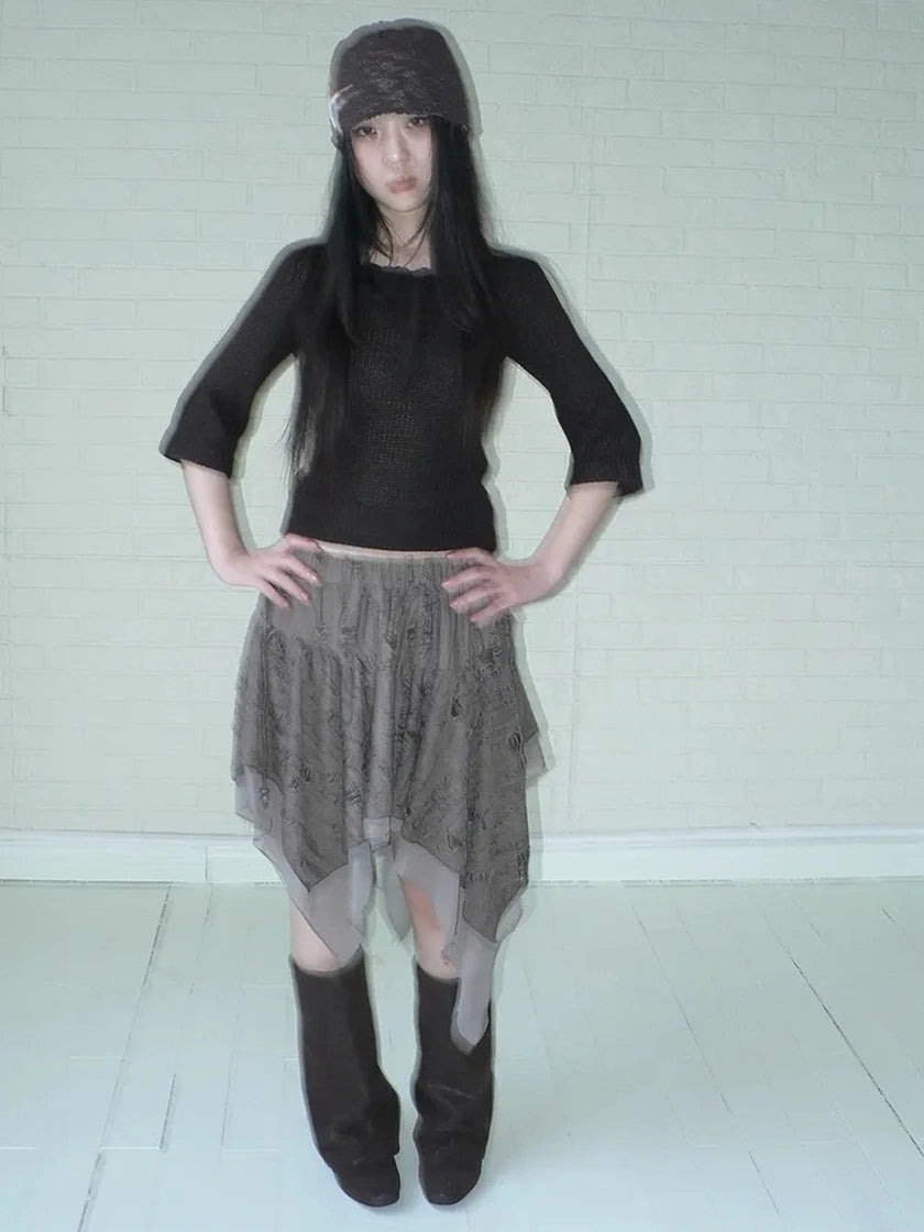 ang project Vintage Square Neckline Slim Fit Knit Sweater Cardigan