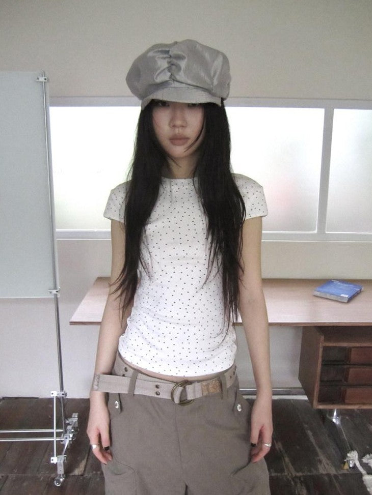 ang project Vintage Star And Polka Dot Print Slim Fit Women&