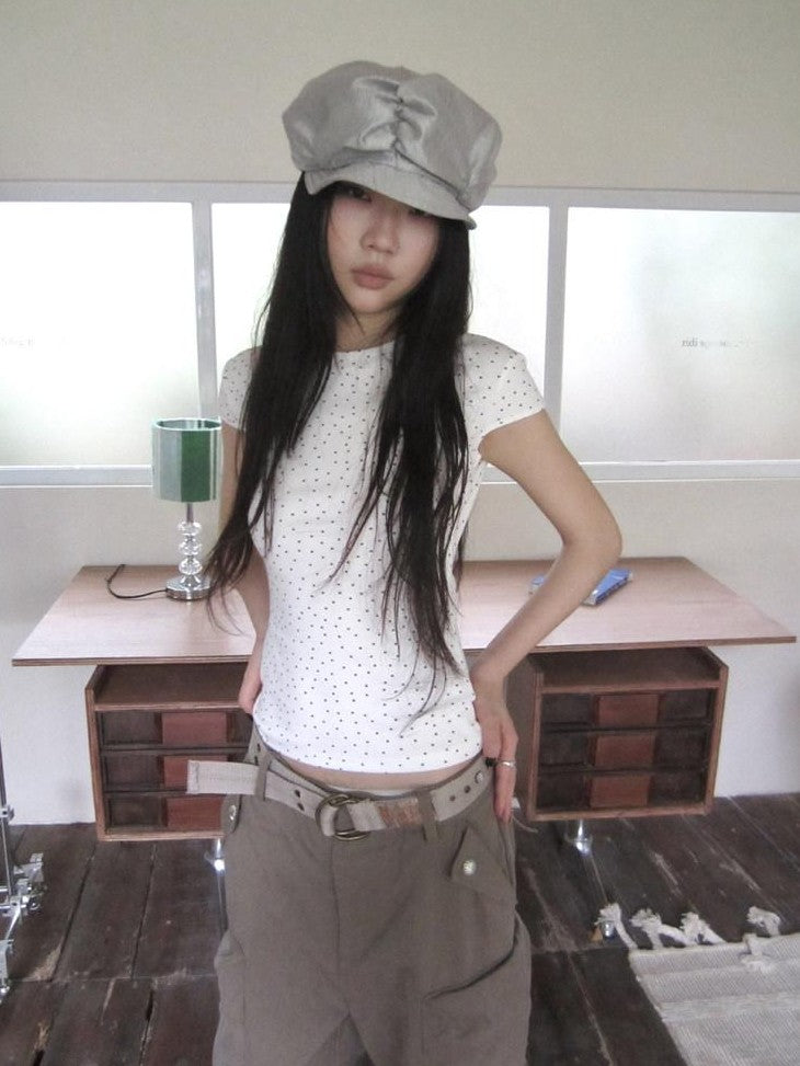 ang project Vintage Star And Polka Dot Print Slim Fit Women&