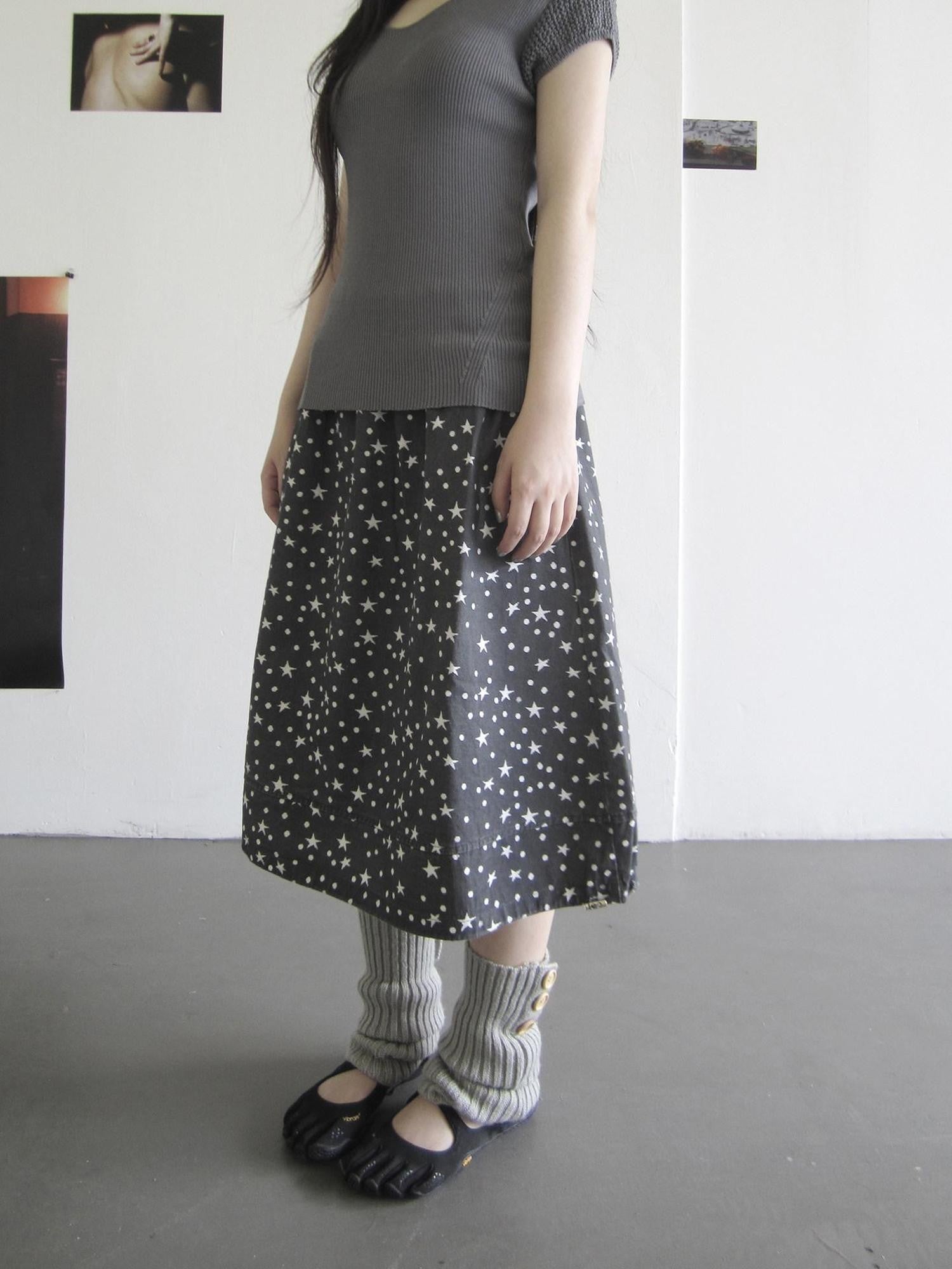 ang project Vintage Star Polka Dot Print Drawstring A Line Women&