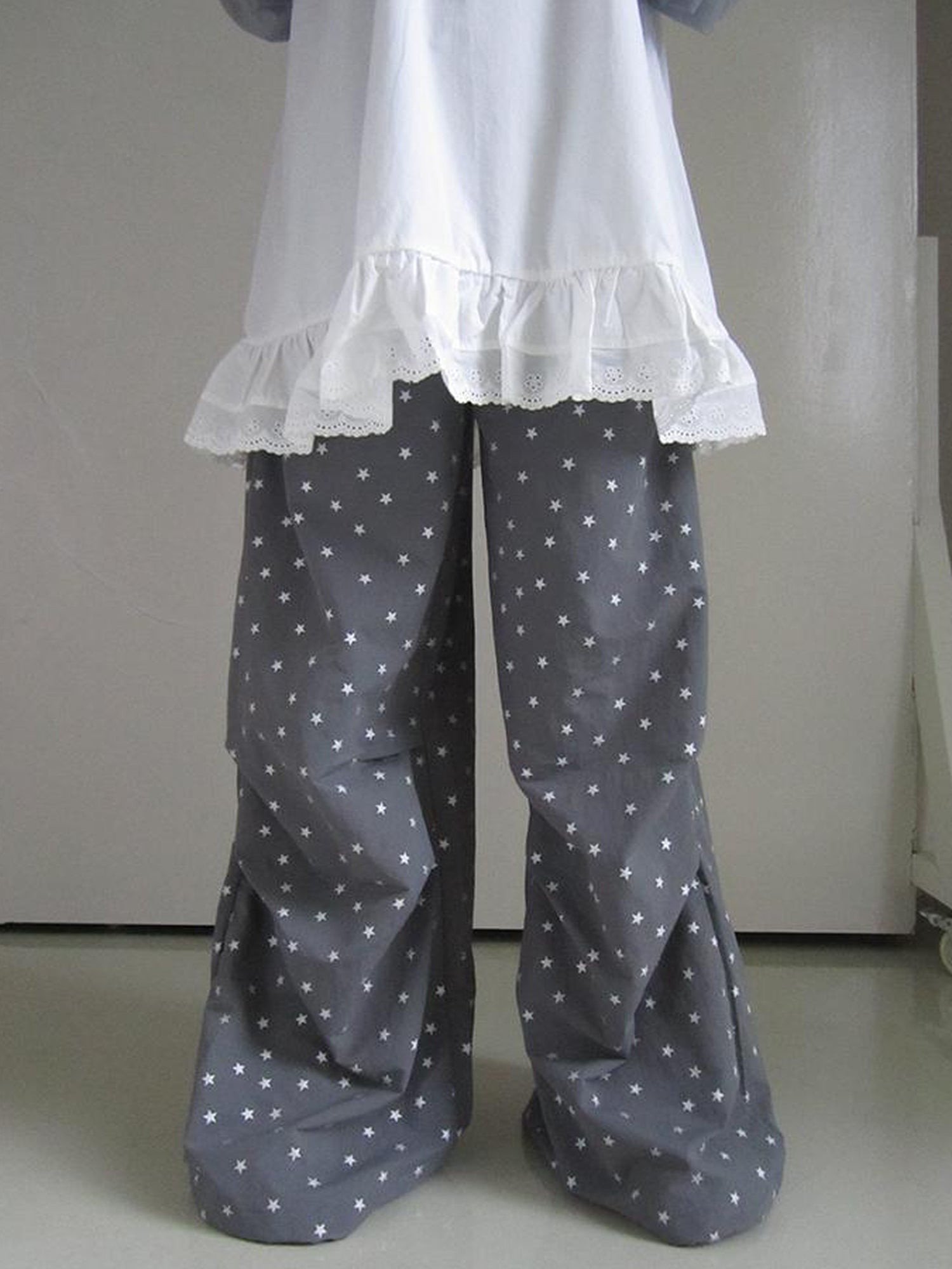 ang project Vintage Star Print Drawstring Waist Wide Leg Pants