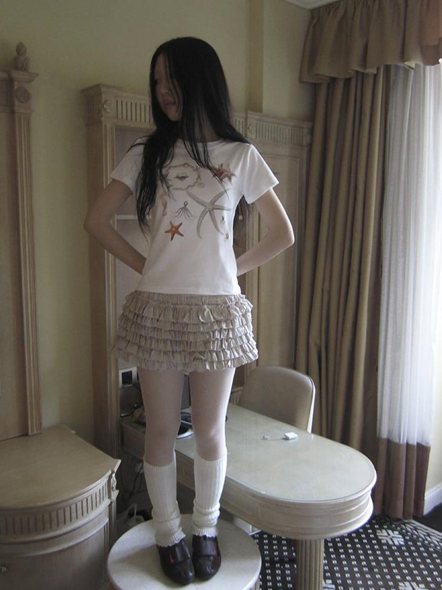 Updateang project Vintage Starfish Print Cotton Tee Women S Retro Casual Top