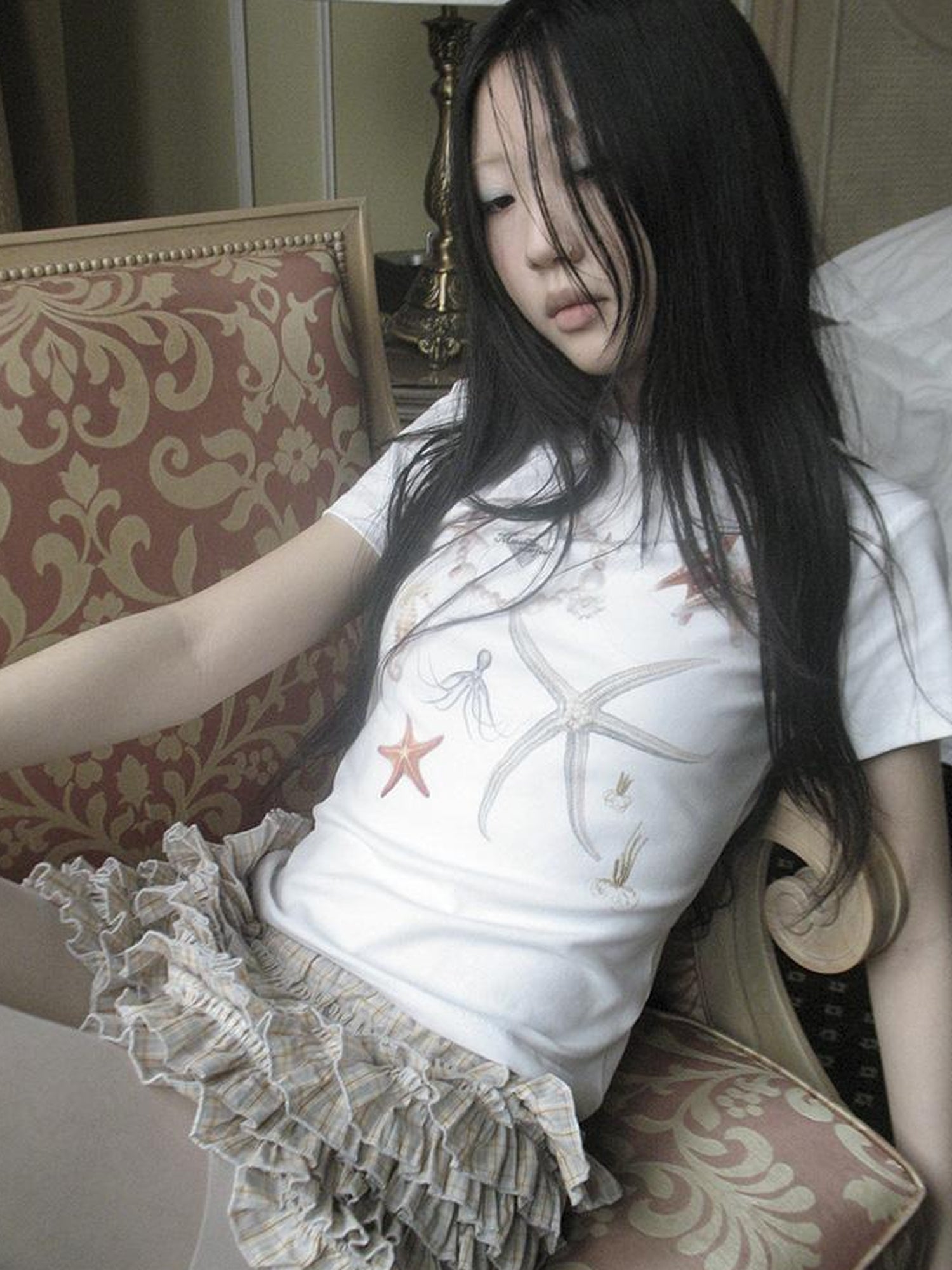 Updateang project Vintage Starfish Print Cotton Tee Women S Retro Casual Top