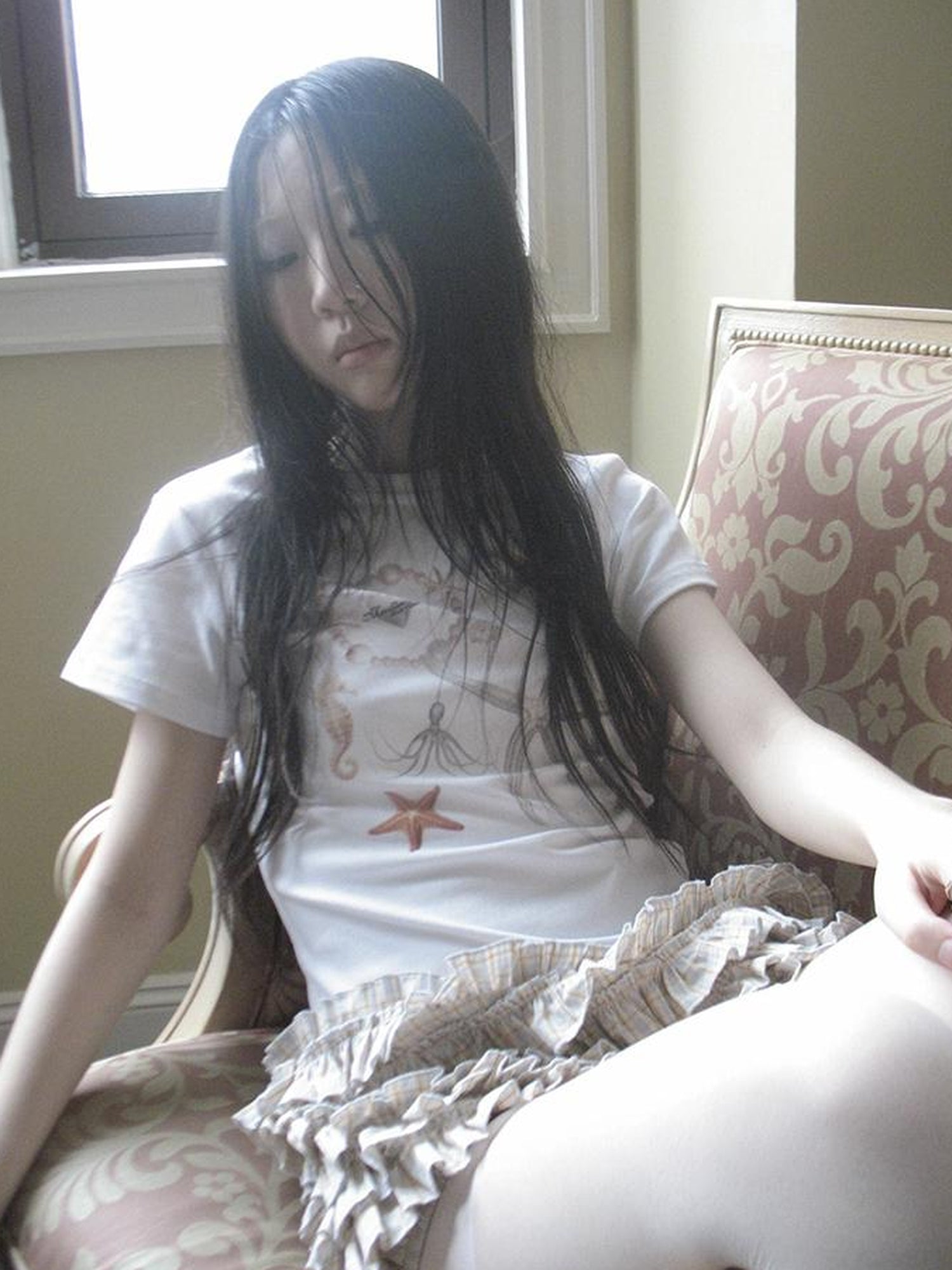 Updateang project Vintage Starfish Print Cotton Tee Women S Retro Casual Top