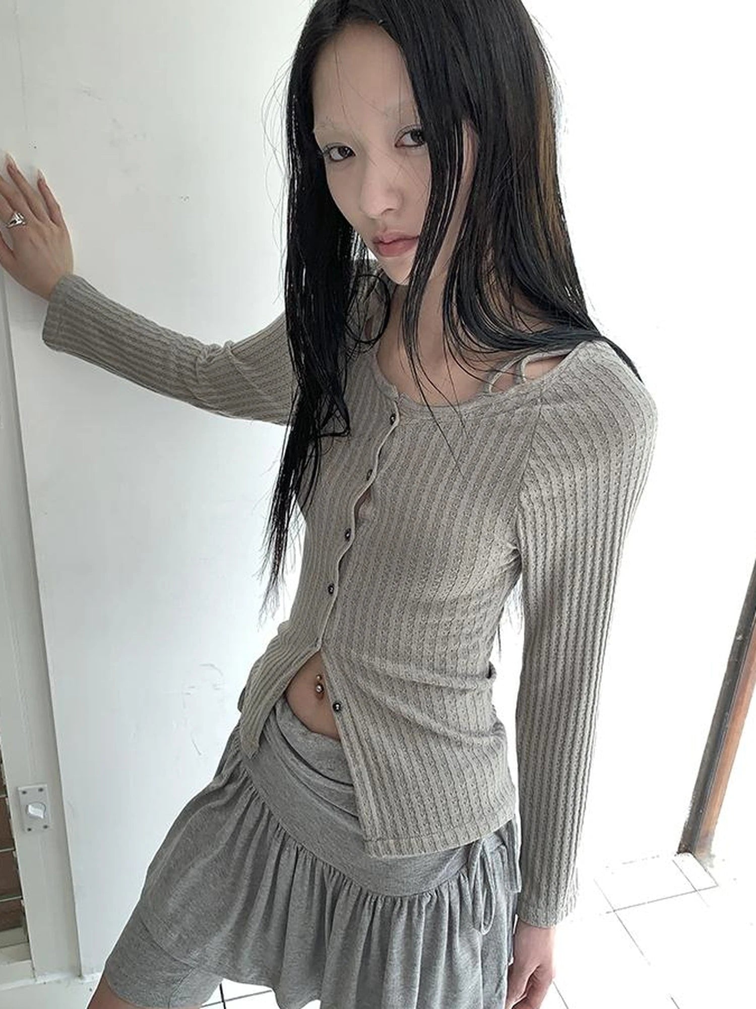 Vintage Textured Button Front Knit Bolero