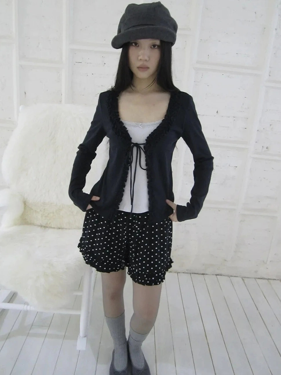 ang project Vintage Two Tone Bow Tie Peplum Blouse T-shirt