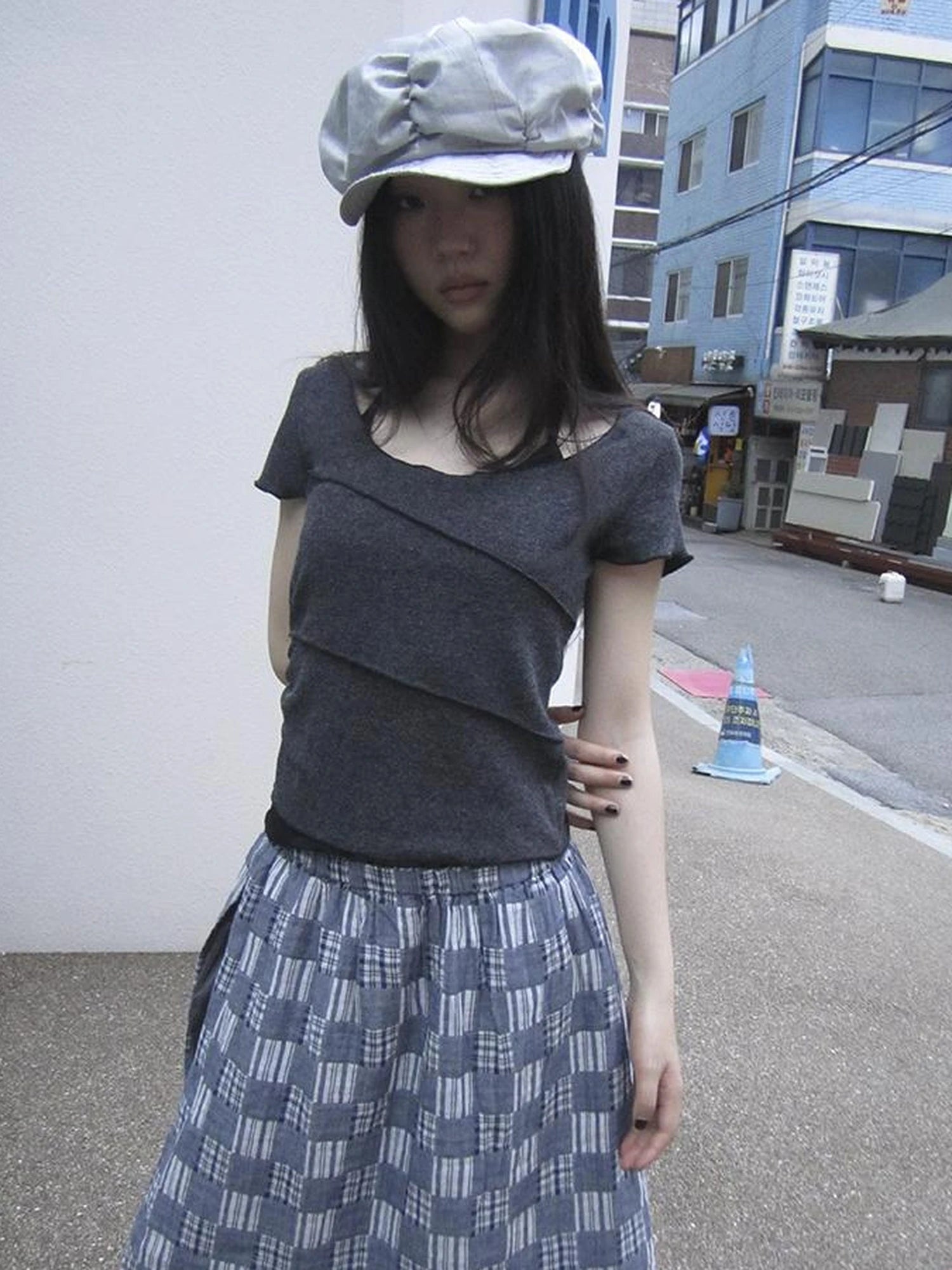 Vintage U Neck Layered Contrast Top