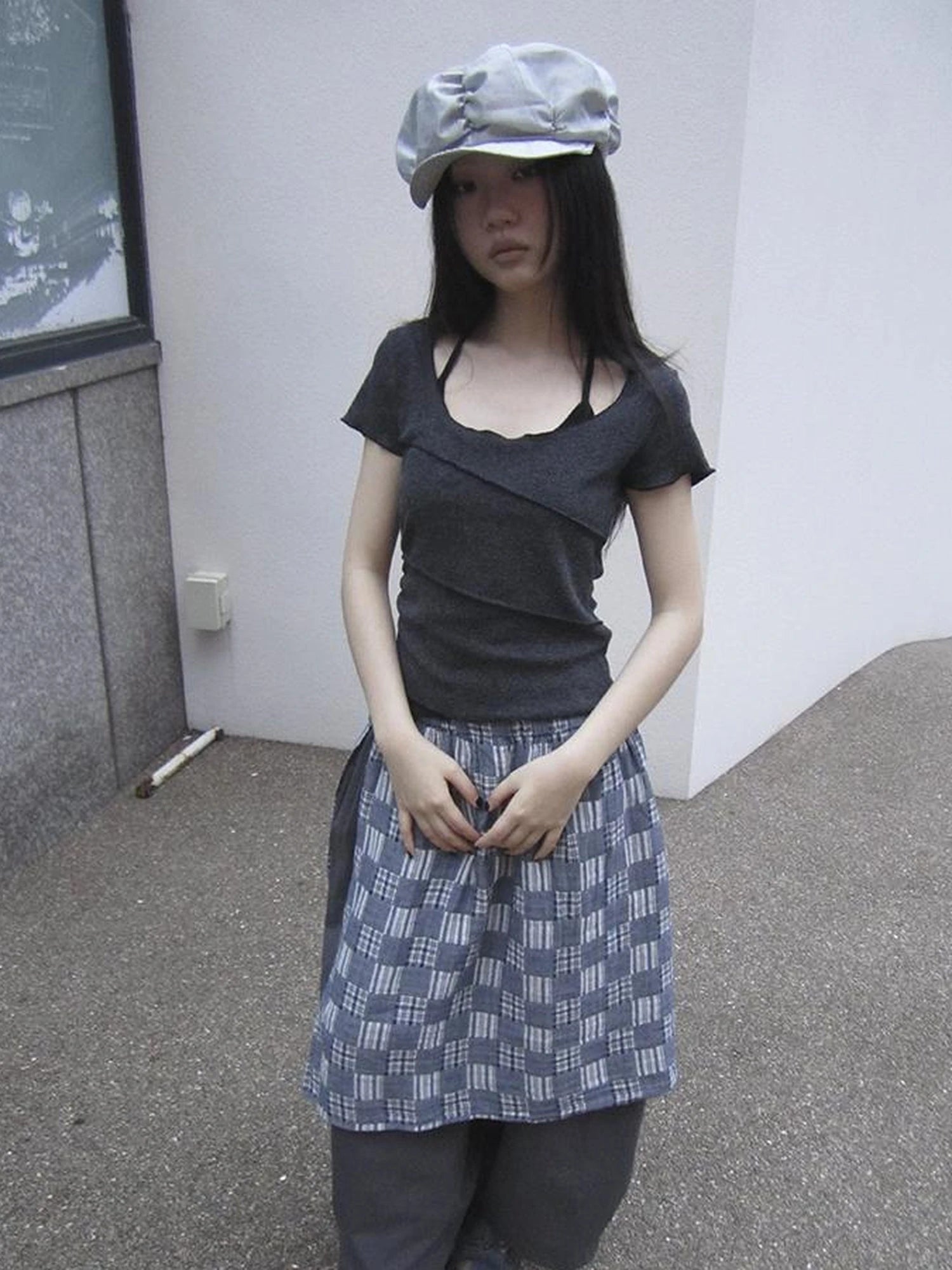 Vintage U Neck Layered Contrast Top