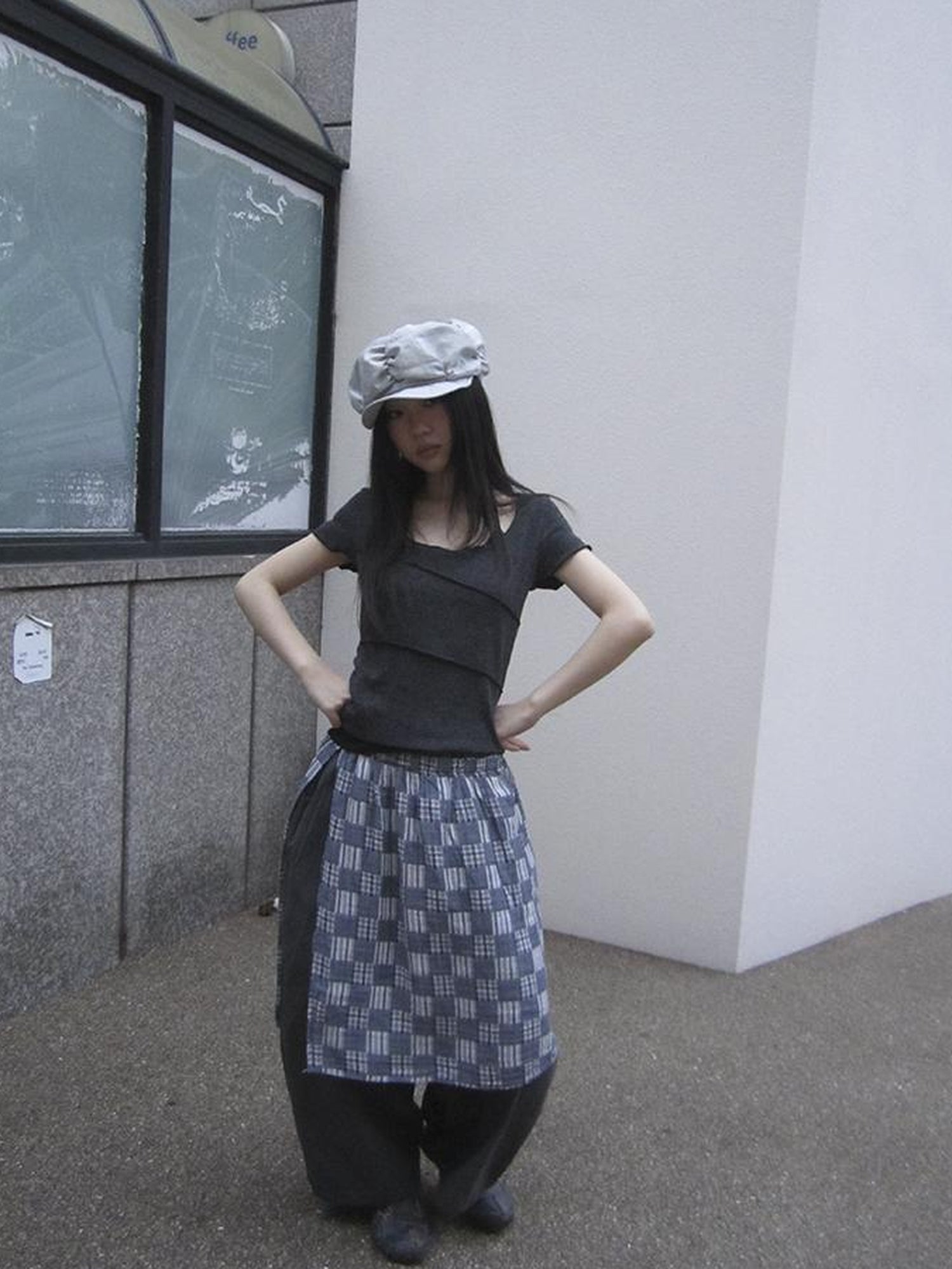 Updateang project Vintage U Neck Layered Contrast Top