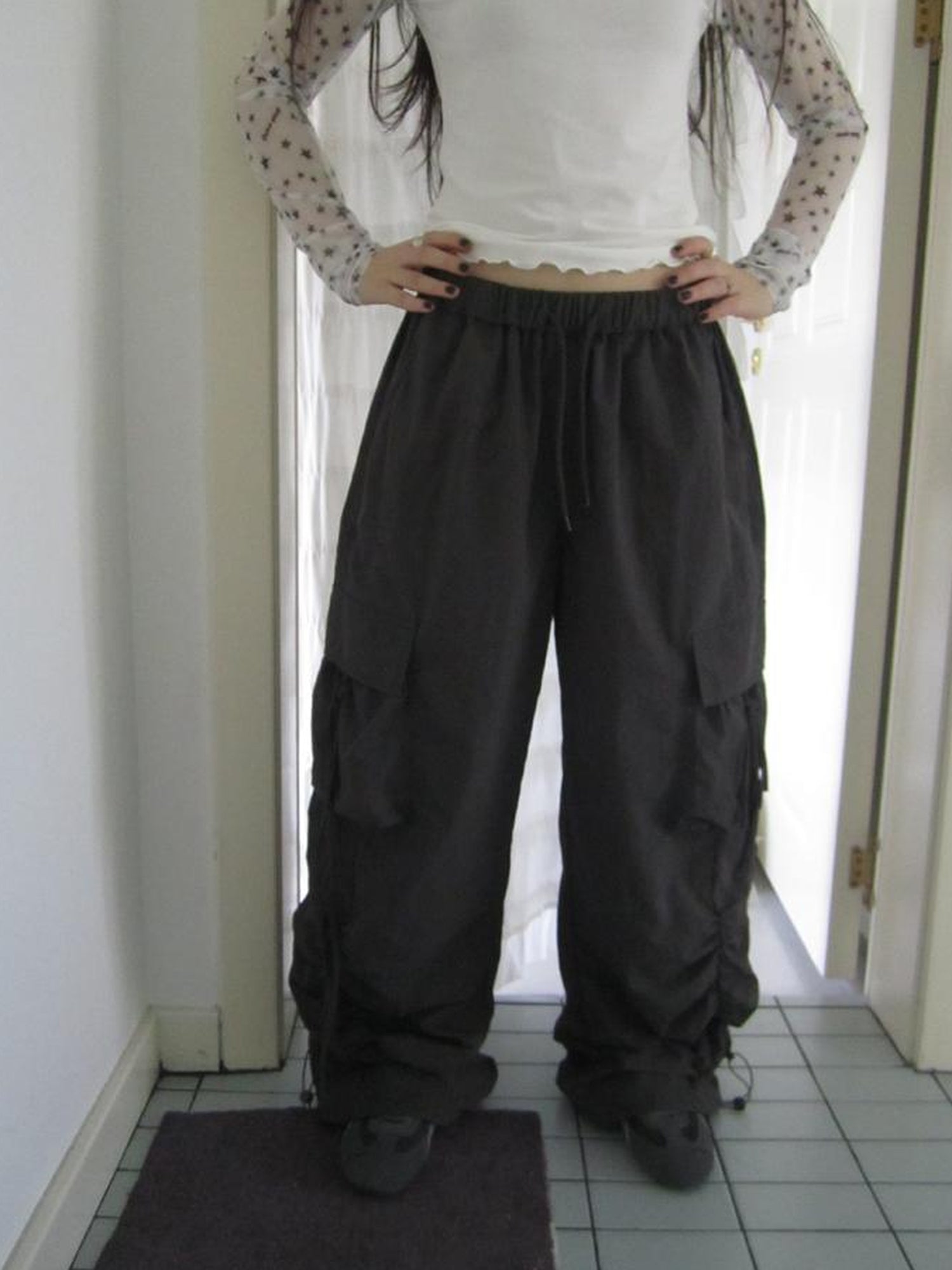 ang project Vintage Utility Wide Leg Pants With Drawstring Waist