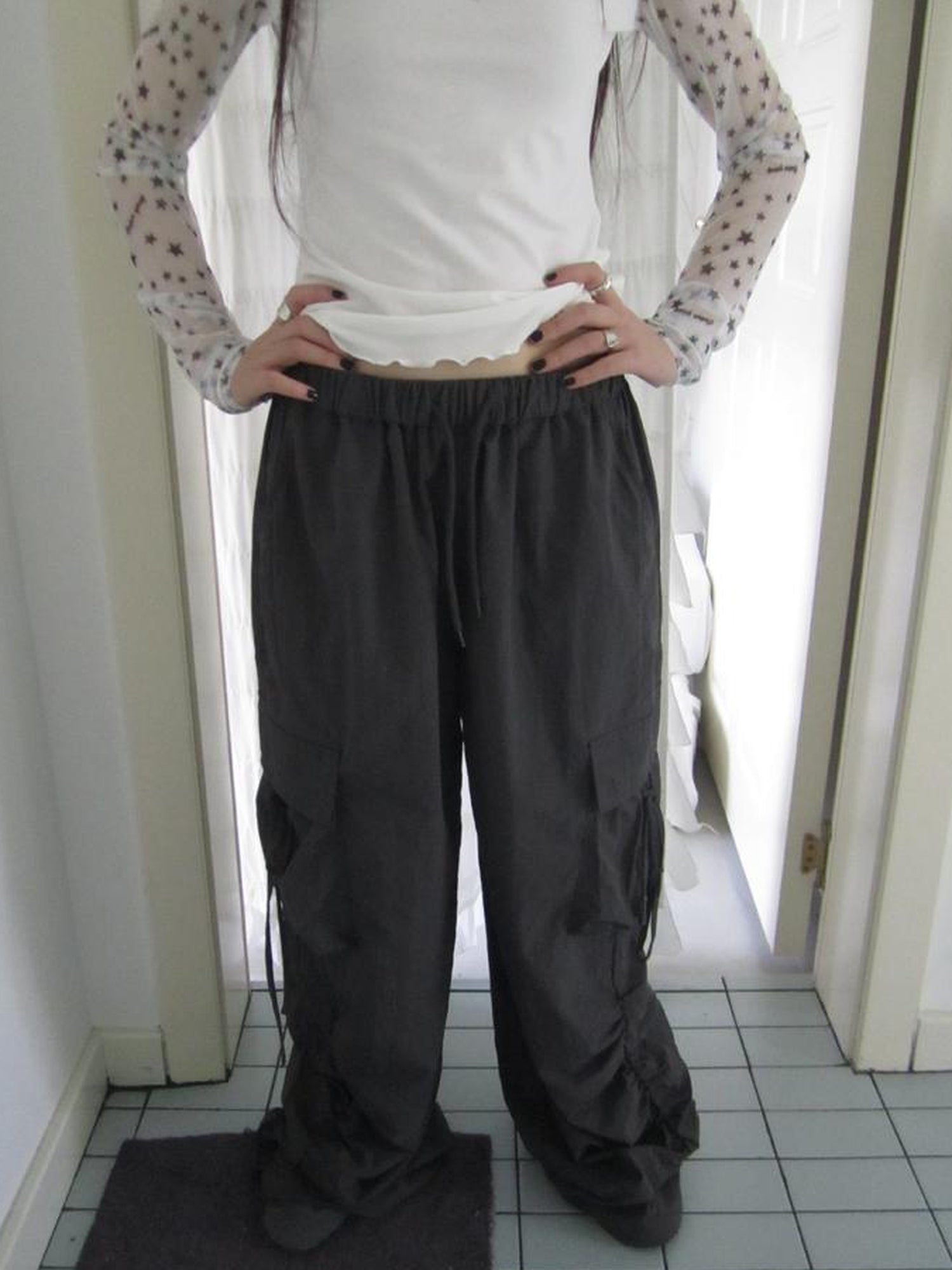 ang project Vintage Utility Wide Leg Pants With Drawstring Waist