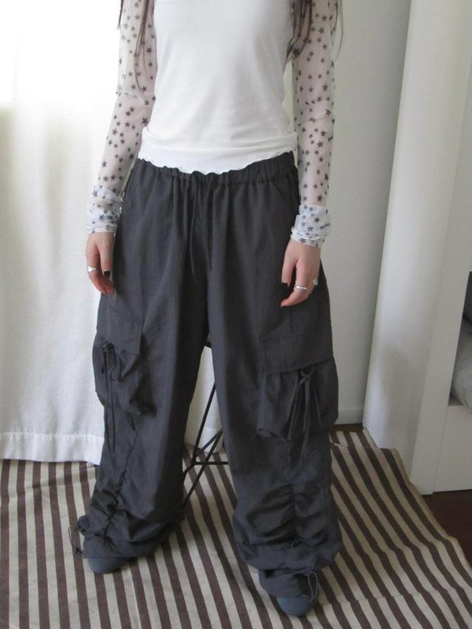 ang project Vintage Utility Wide Leg Pants With Drawstring Waist