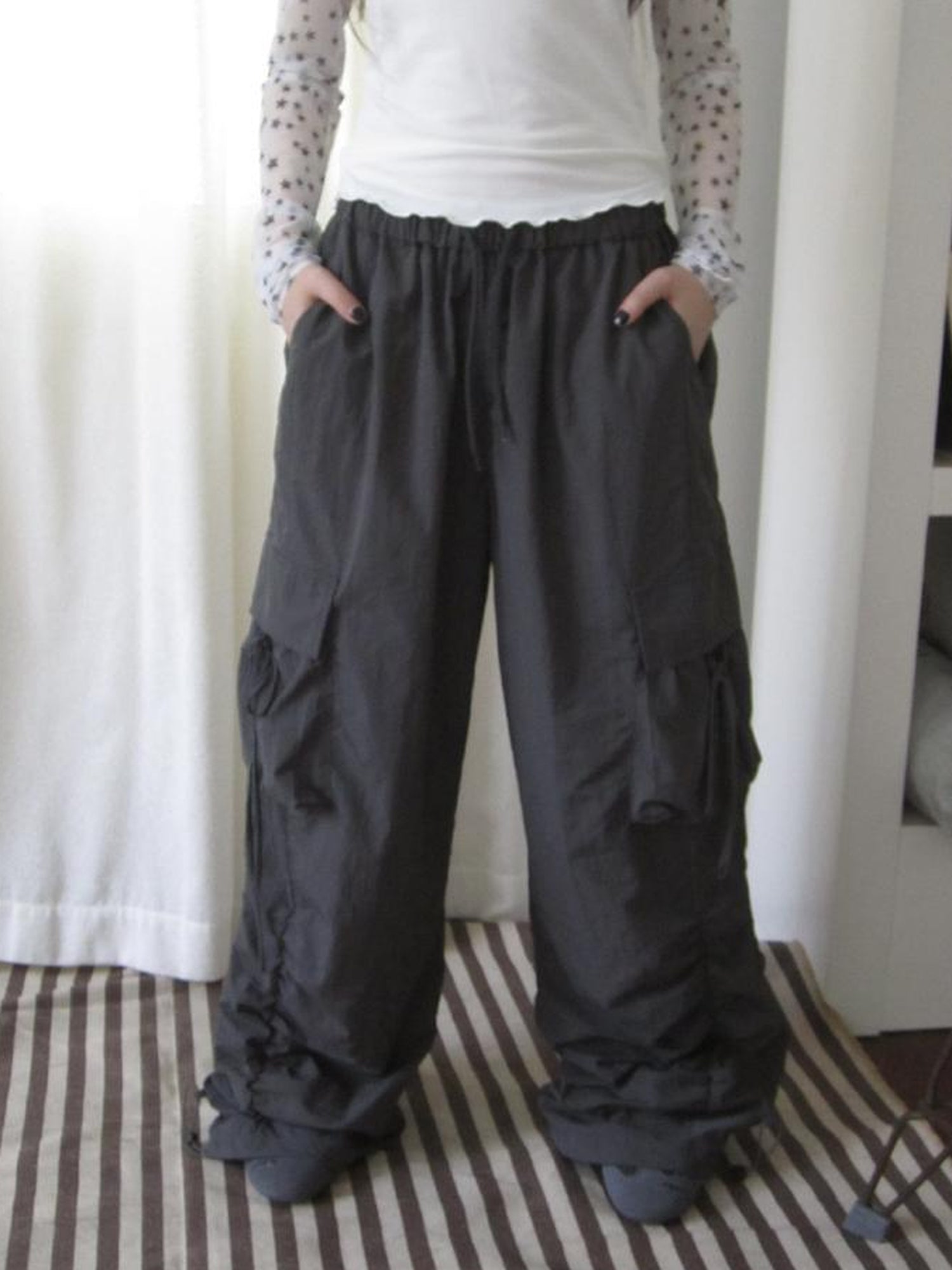 ang project Vintage Utility Wide Leg Pants With Drawstring Waist