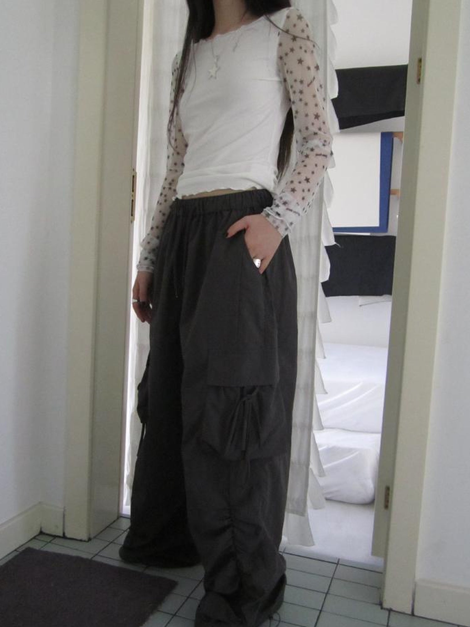 ang project Vintage Utility Wide Leg Pants With Drawstring Waist