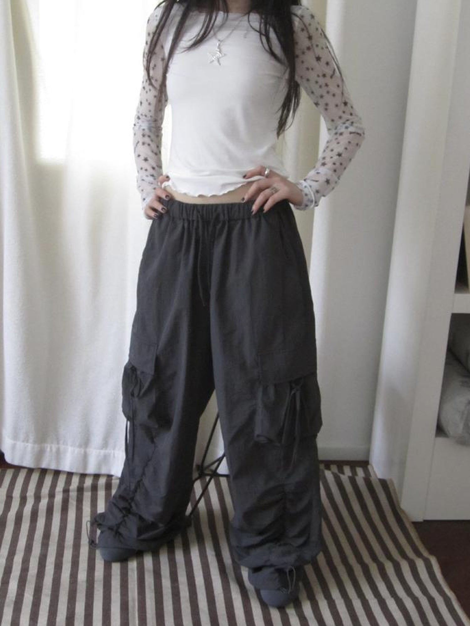 ang project Vintage Utility Wide Leg Pants With Drawstring Waist