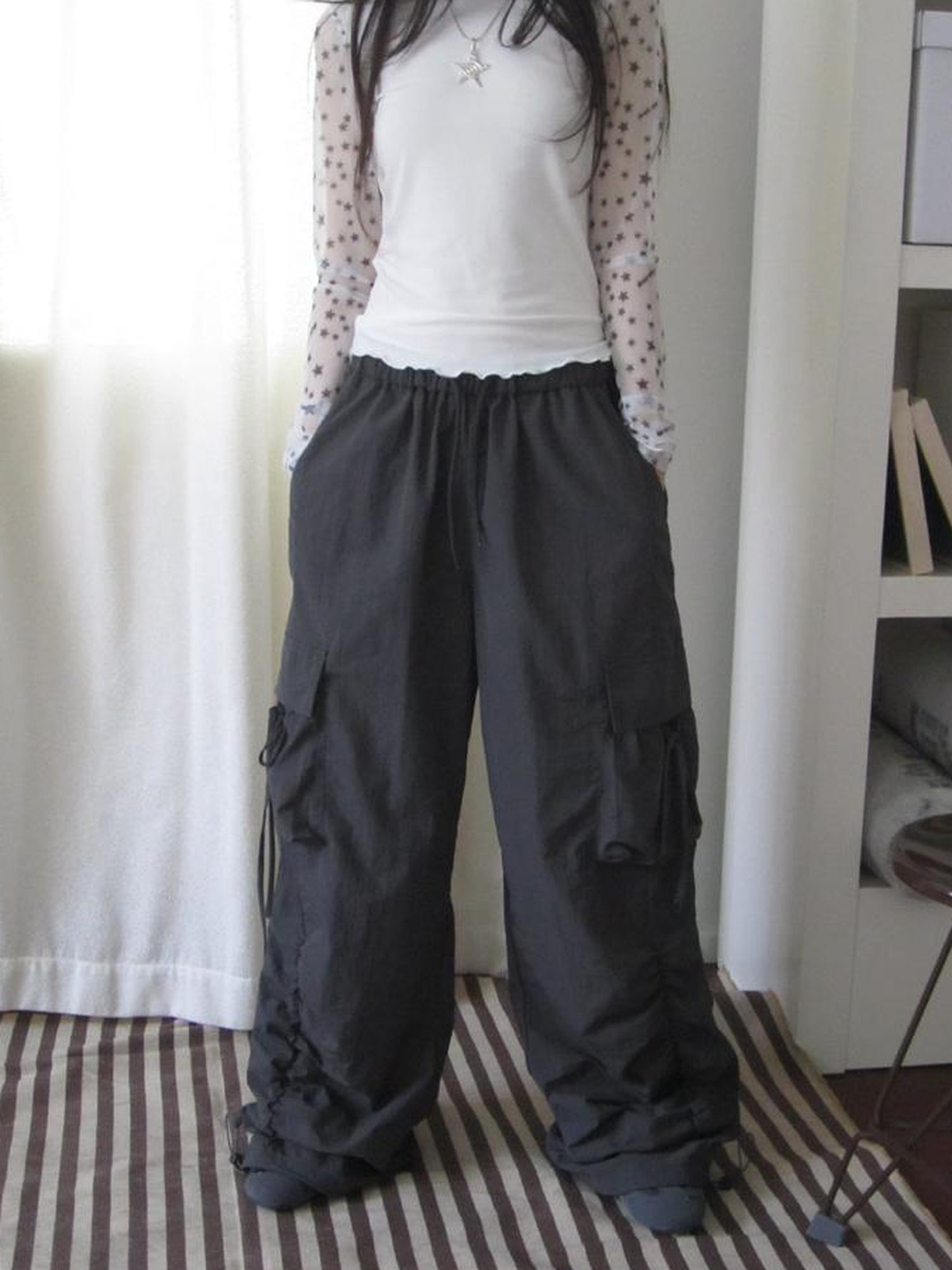 ang project Vintage Utility Wide Leg Pants With Drawstring Waist