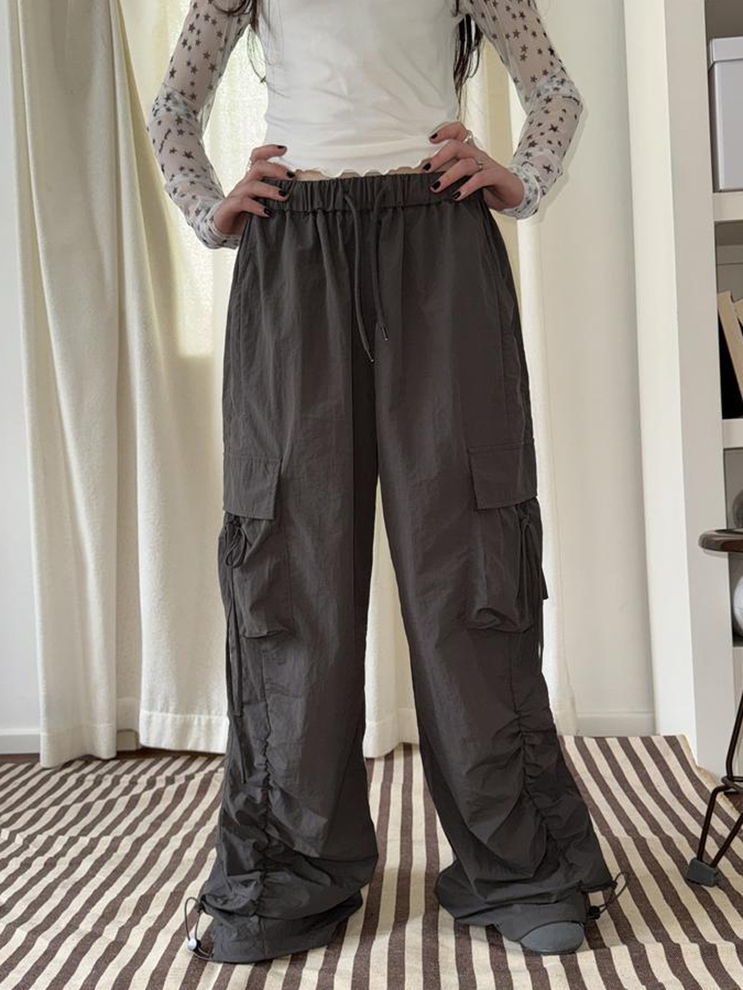 ang project Vintage Utility Wide Leg Pants With Drawstring Waist
