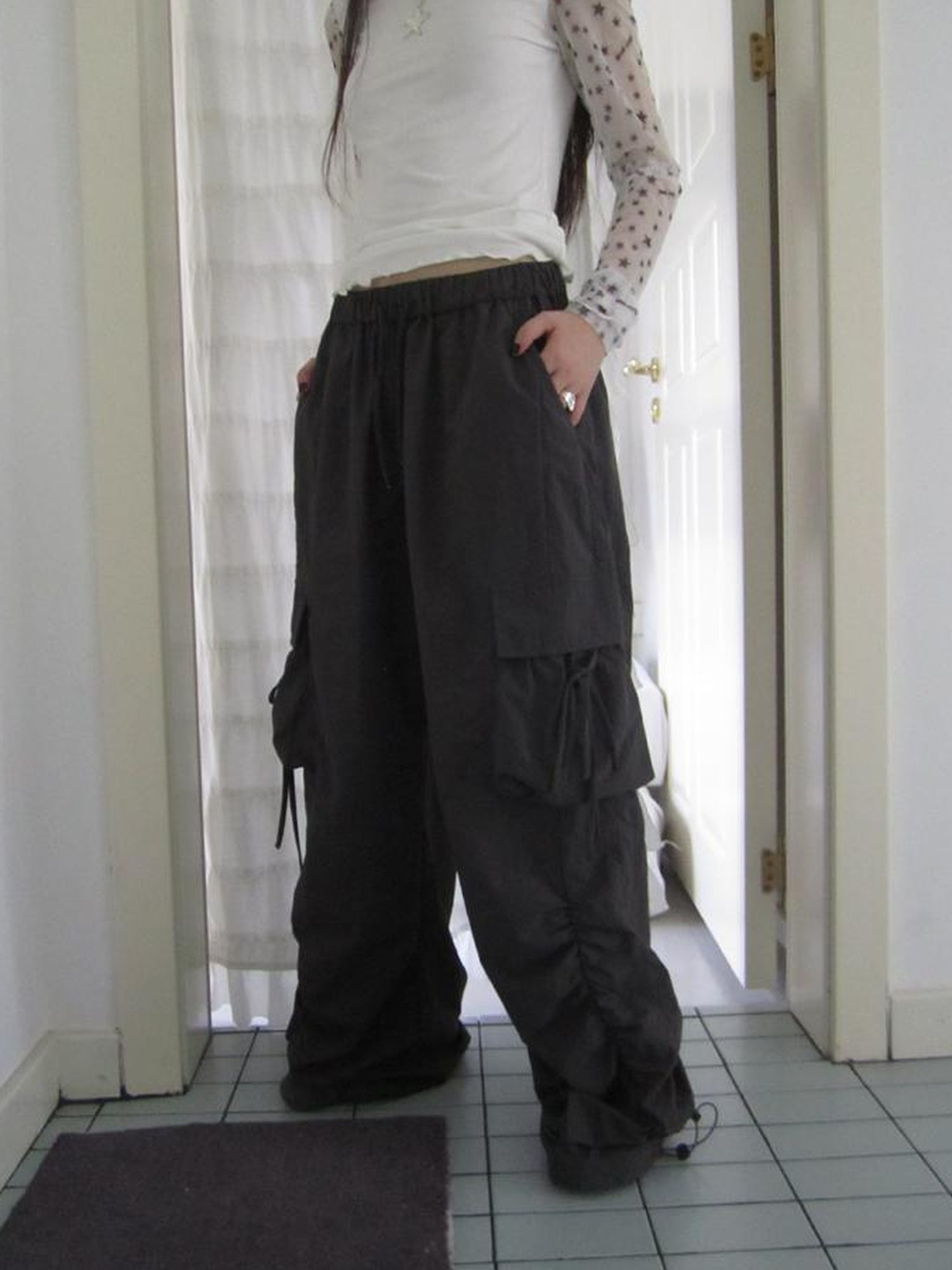 ang project Vintage Utility Wide Leg Pants With Drawstring Waist