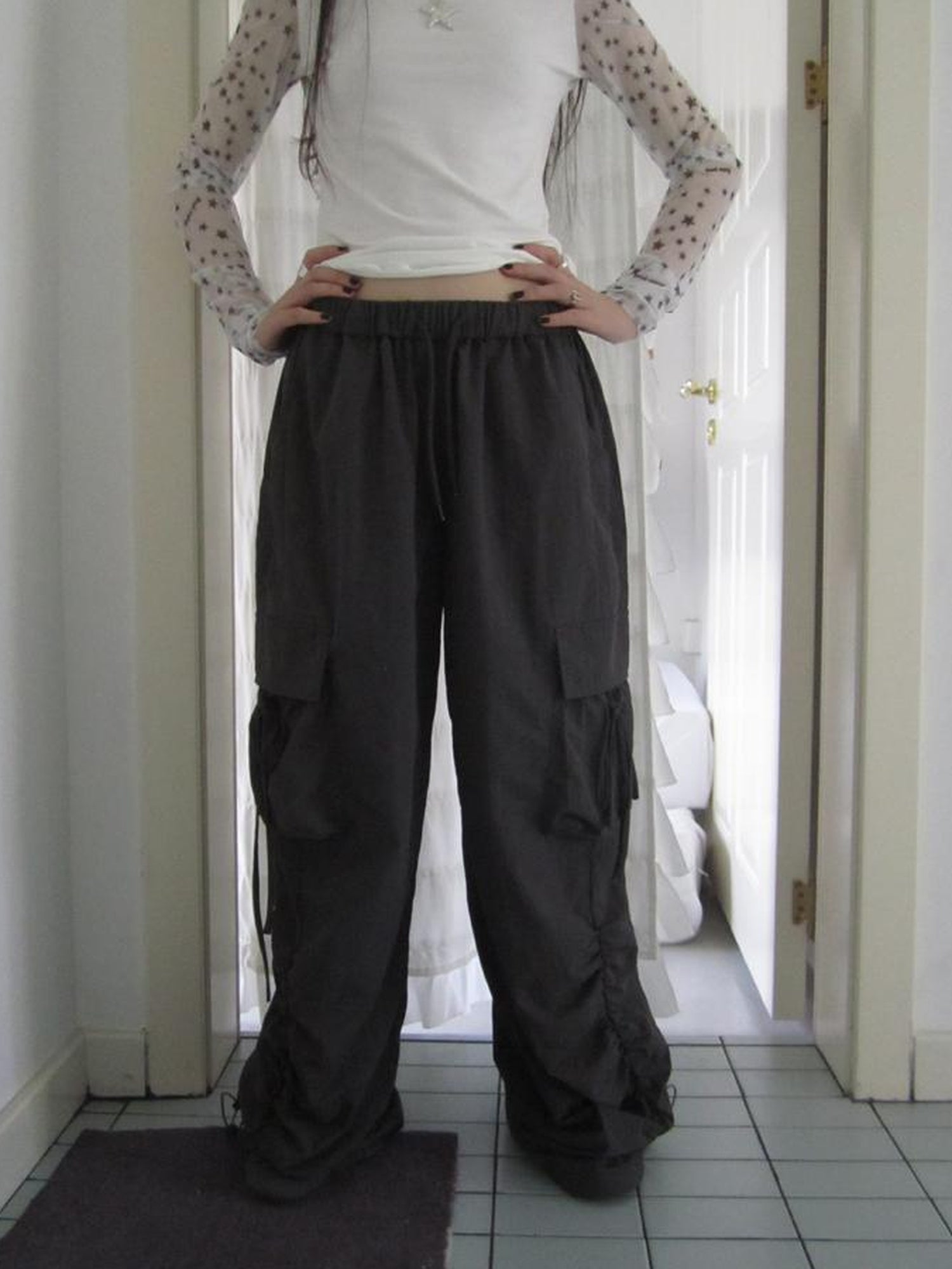 ang project Vintage Utility Wide Leg Pants With Drawstring Waist