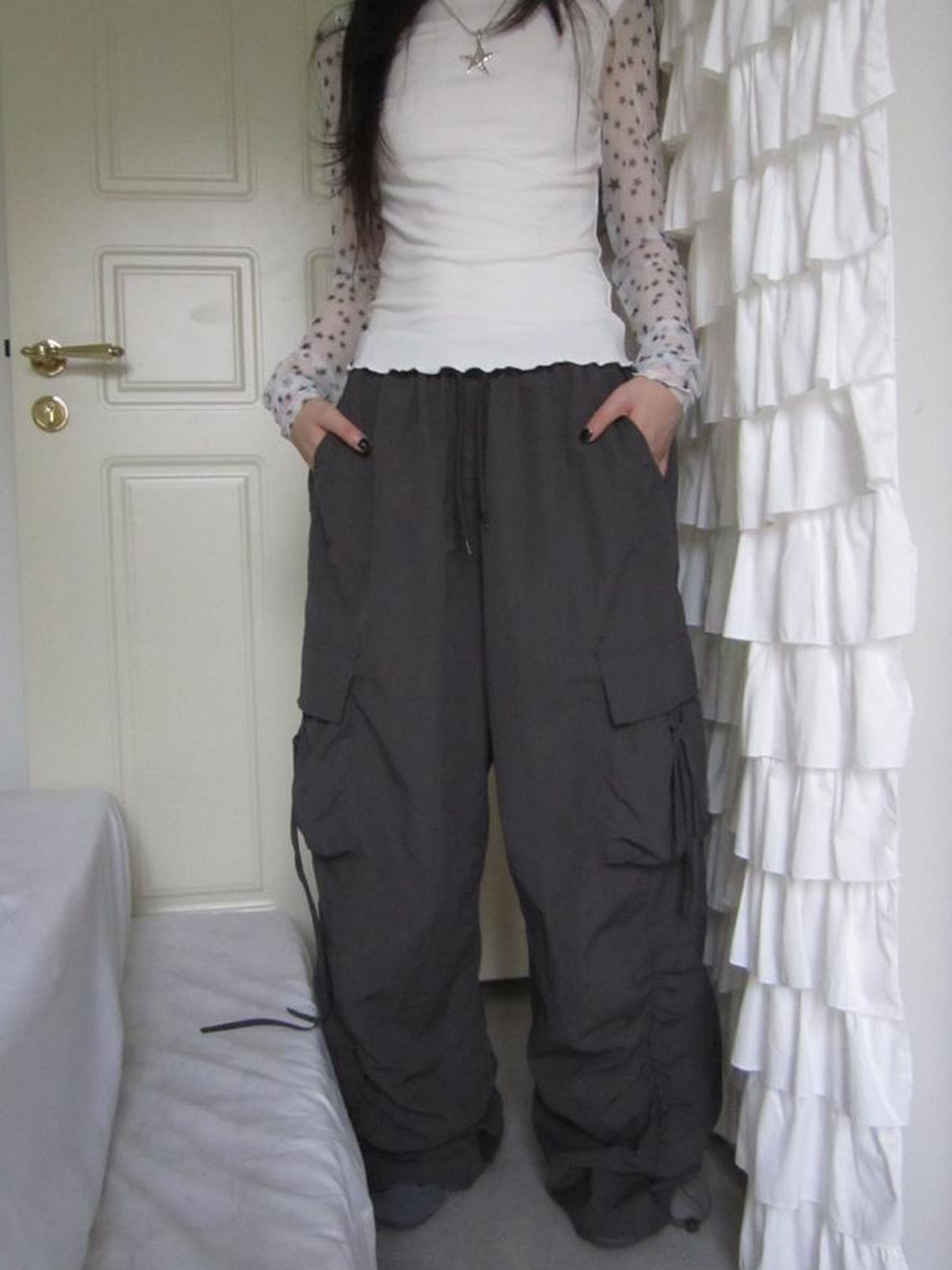 ang project Vintage Utility Wide Leg Pants With Drawstring Waist