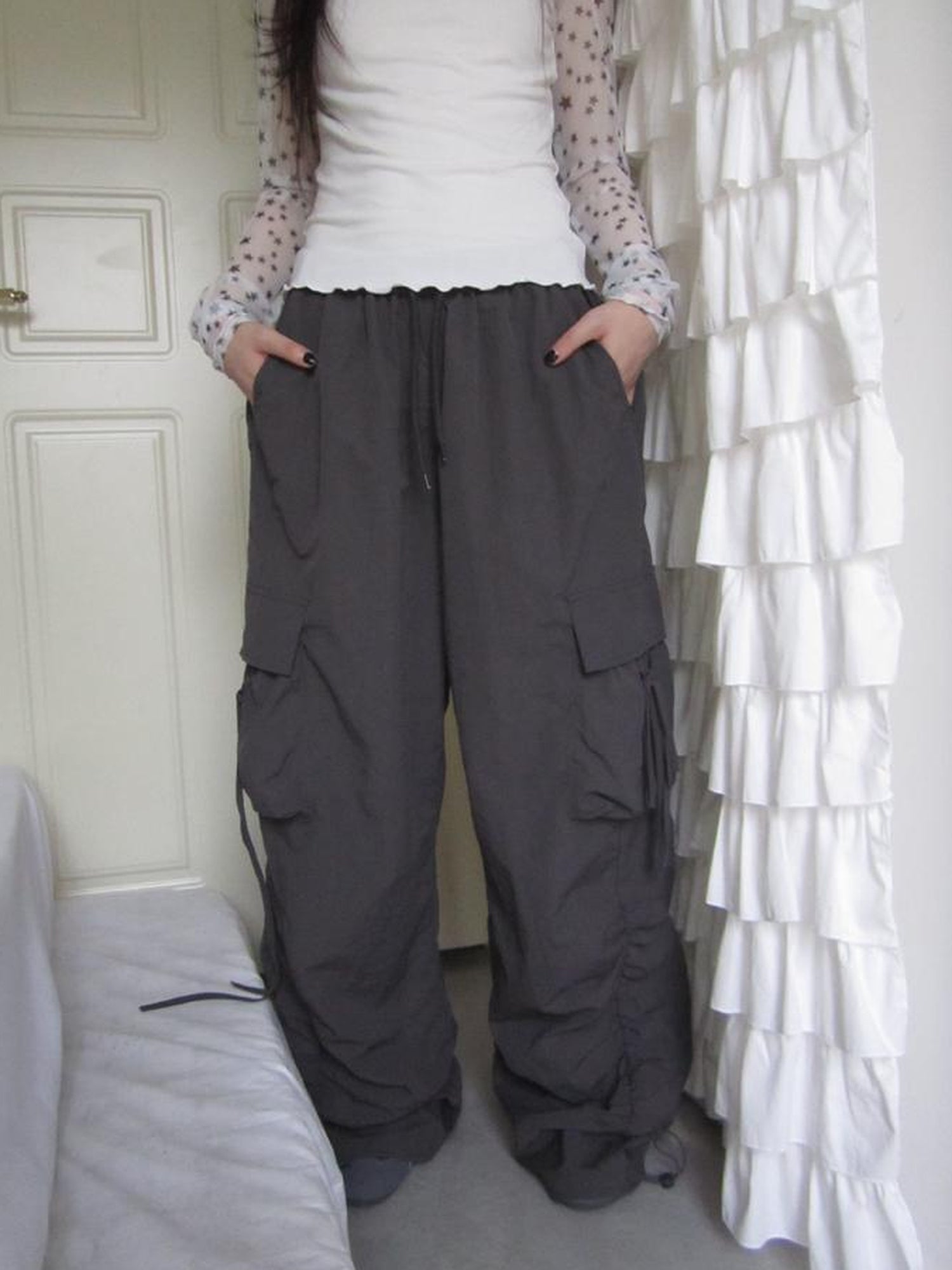 ang project Vintage Utility Wide Leg Pants With Drawstring Waist
