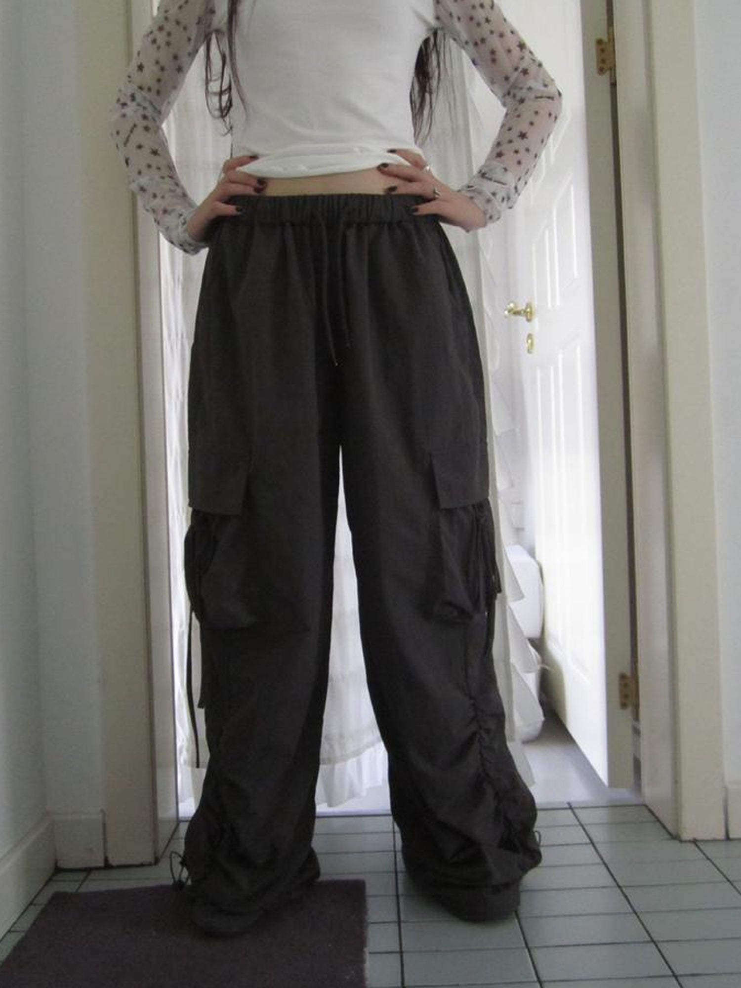ang project Vintage Utility Wide Leg Pants With Drawstring Waist