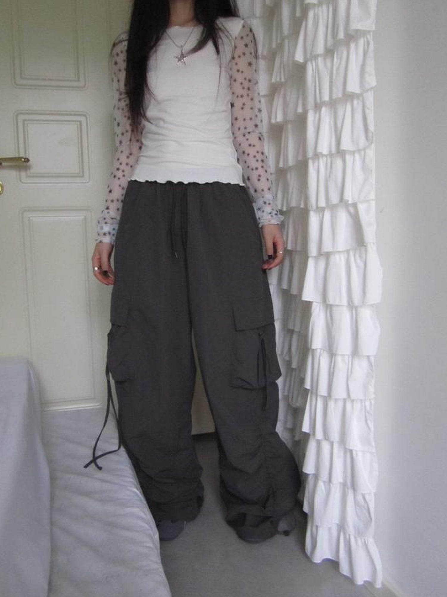 ang project Vintage Utility Wide Leg Pants With Drawstring Waist