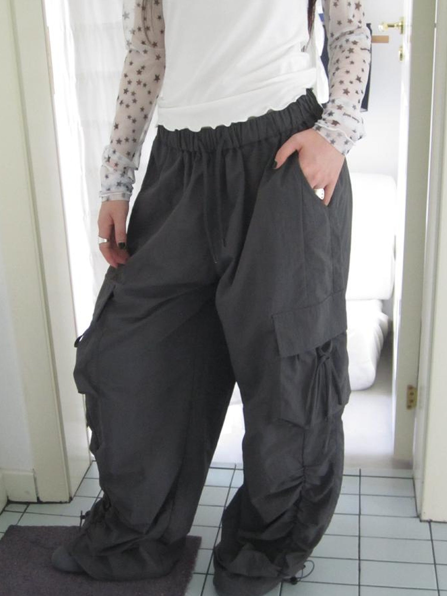 ang project Vintage Utility Wide Leg Pants With Drawstring Waist