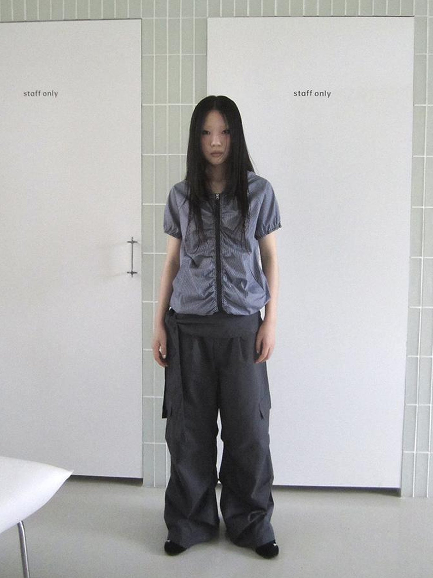 ang project Vintage Waist Tie Pleated High Waist Wide Leg Workwear Pants Set