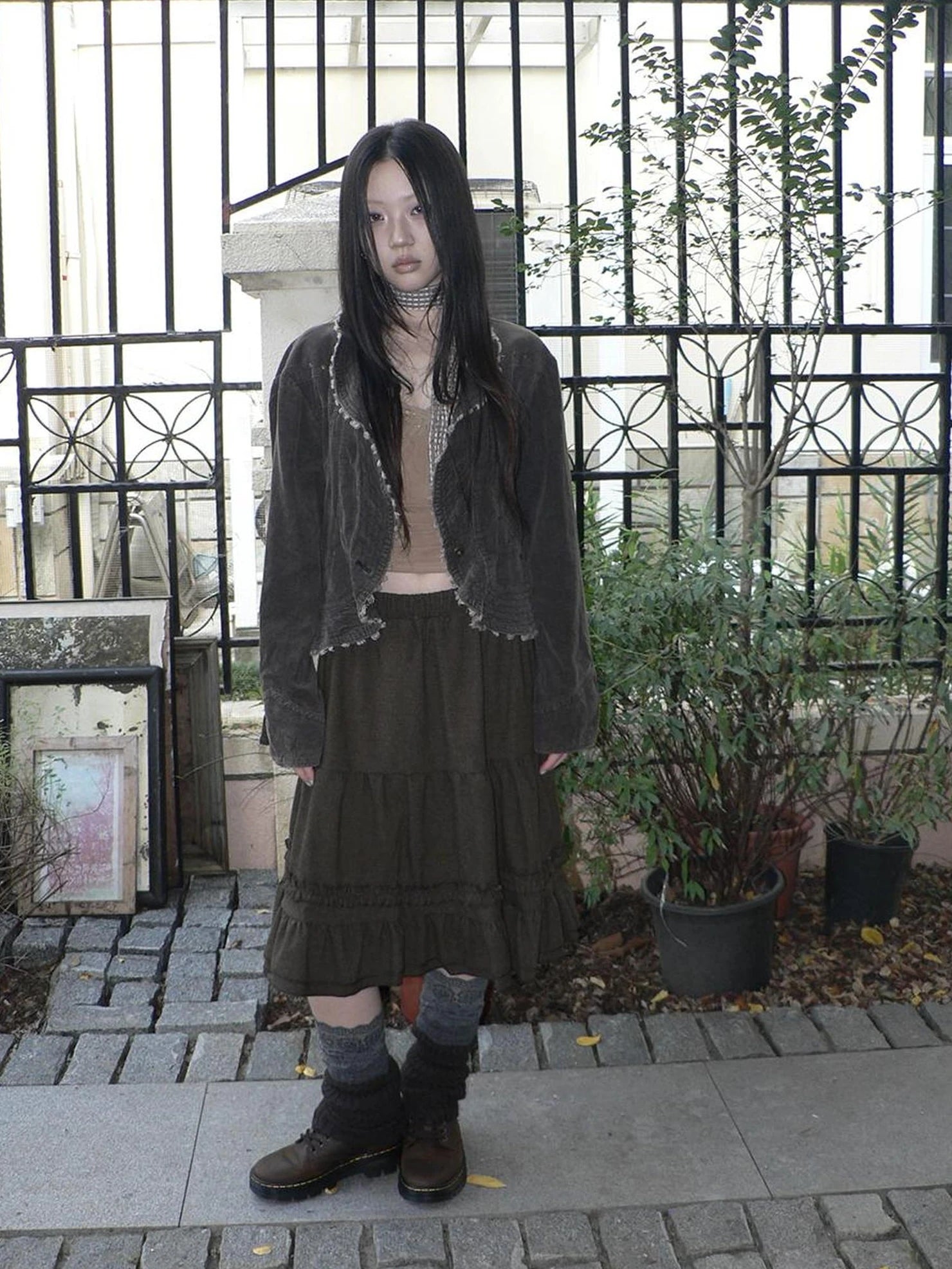 ang project Vintage Washed Distressed Denim Rivet Jacket Jacket