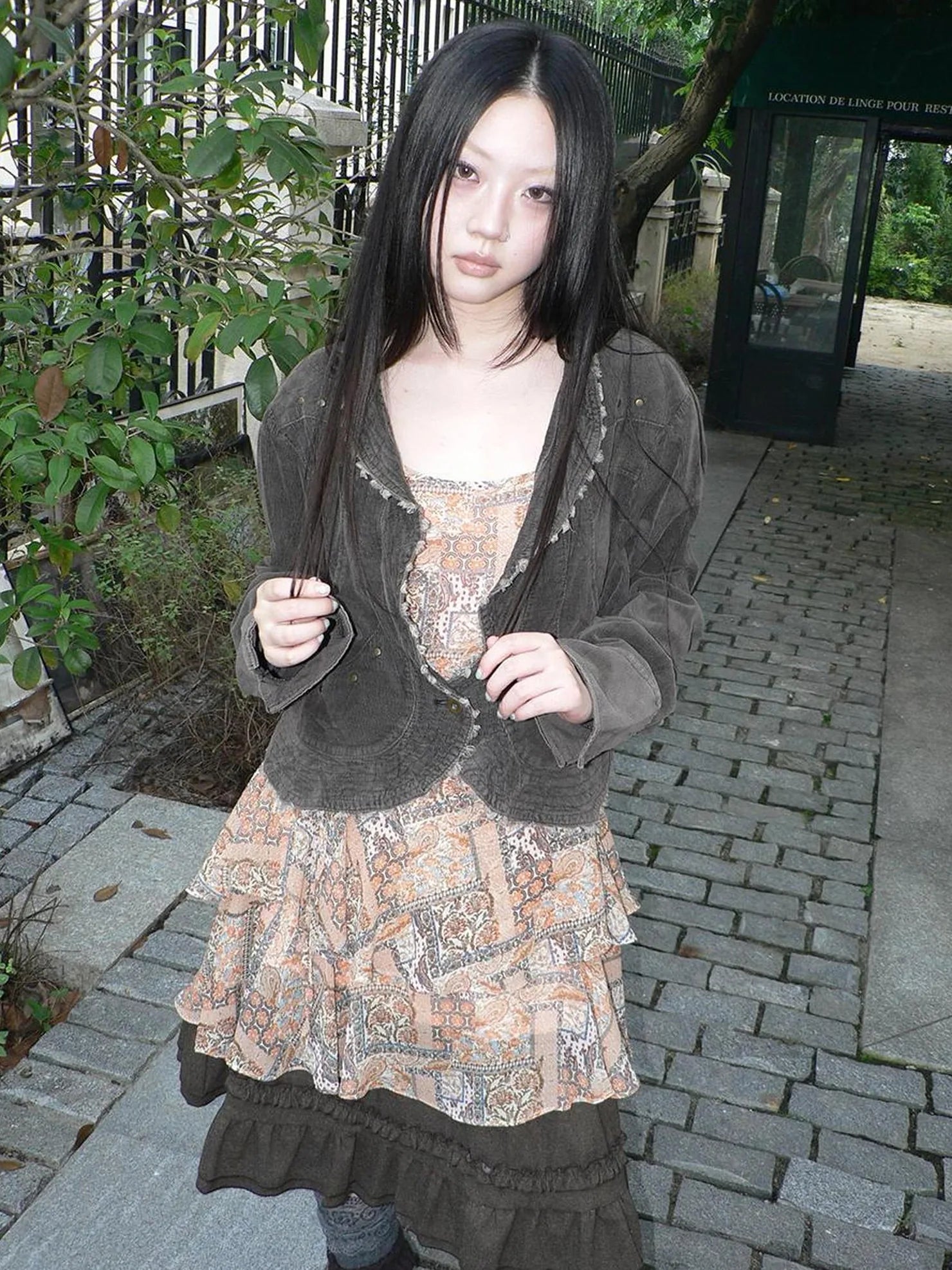 ang project Vintage Washed Distressed Denim Rivet Jacket Jacket